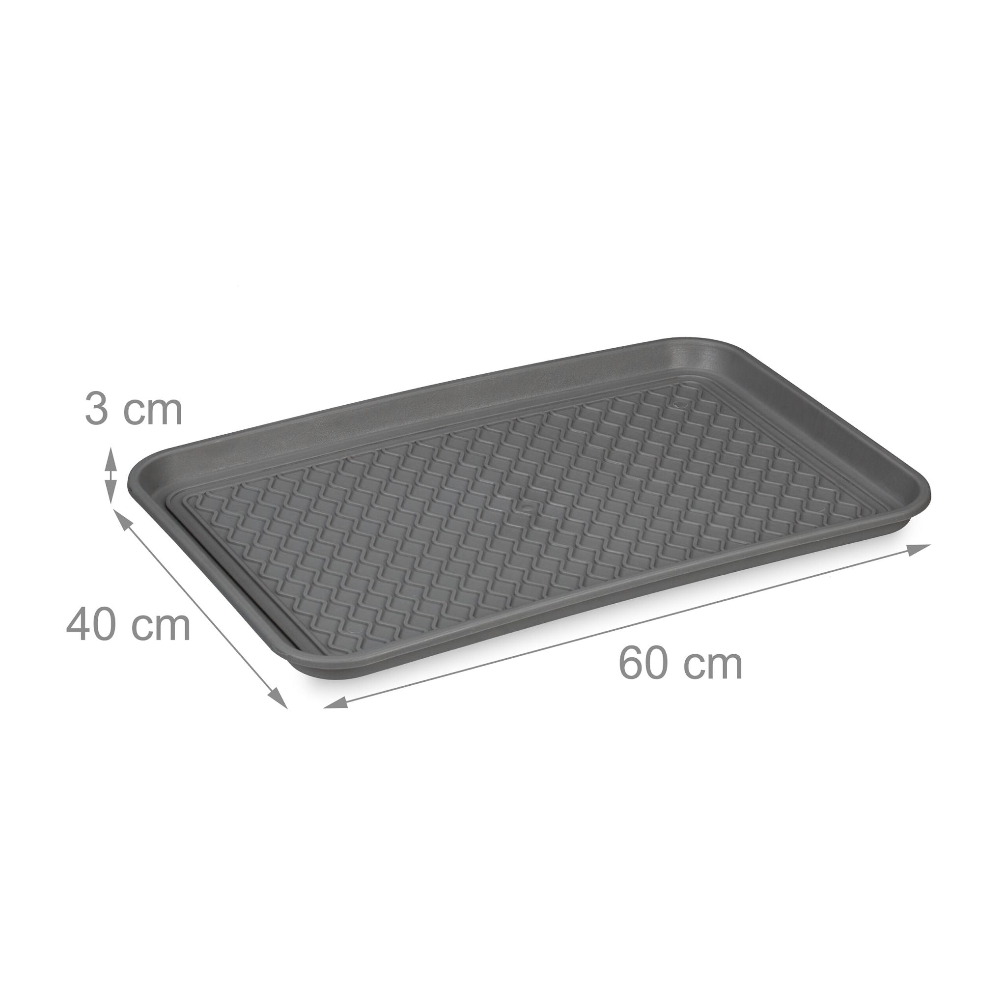 Schuhabtropfschale 60 x 40cm 3er-Set Grau von Relaxdays