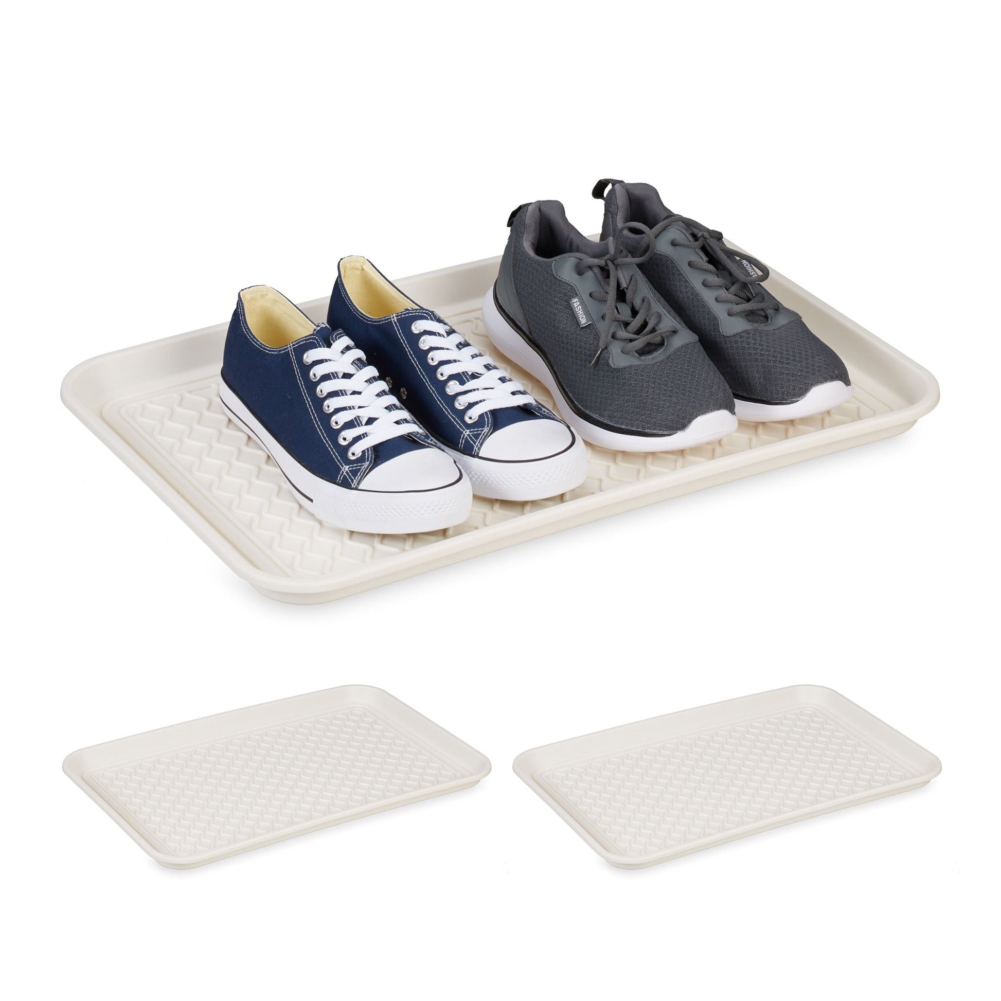 Schuhabtropfschale 60 x 40cm 3er-Set Weiss von Relaxdays