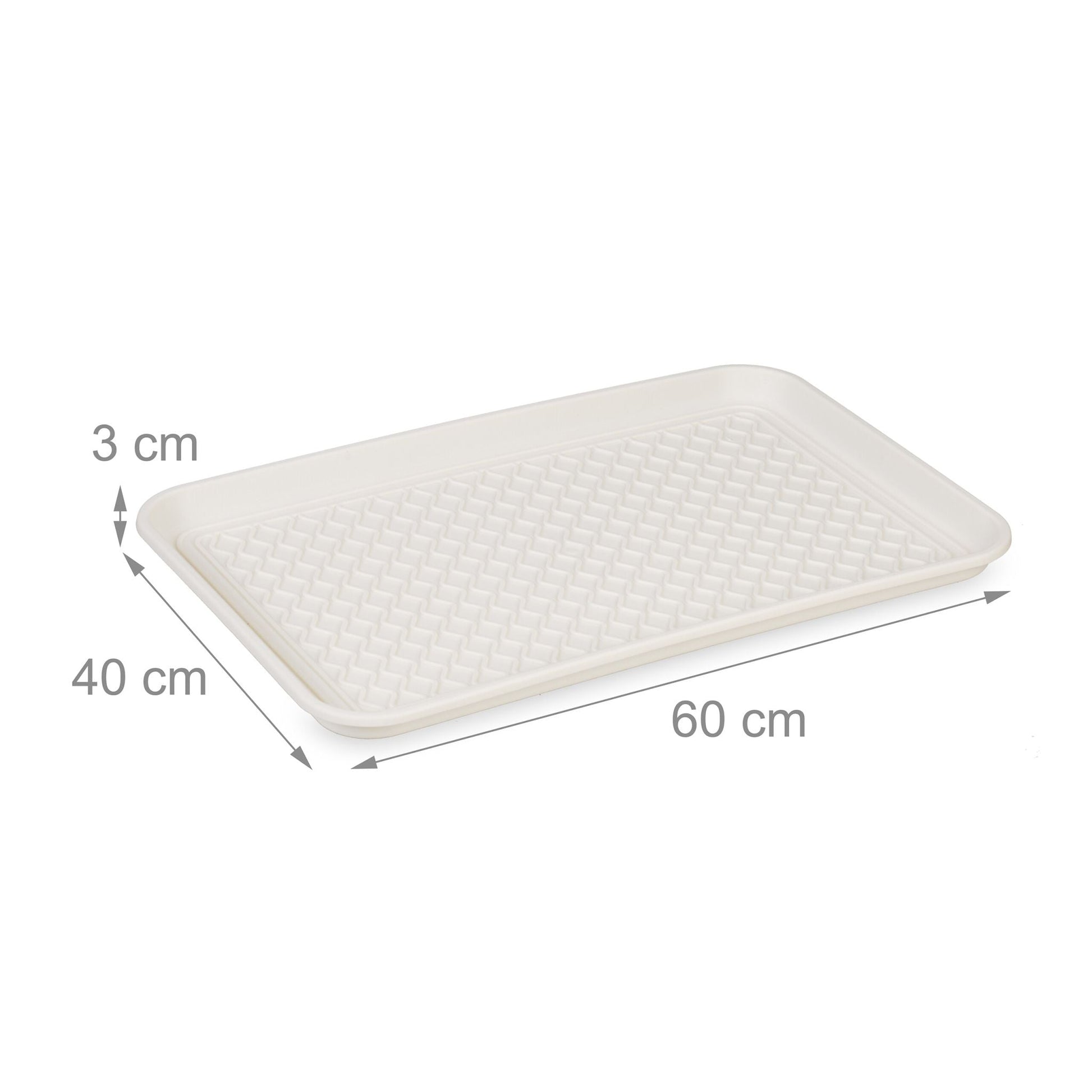 Schuhabtropfschale 60 x 40cm 3er-Set Weiss von Relaxdays