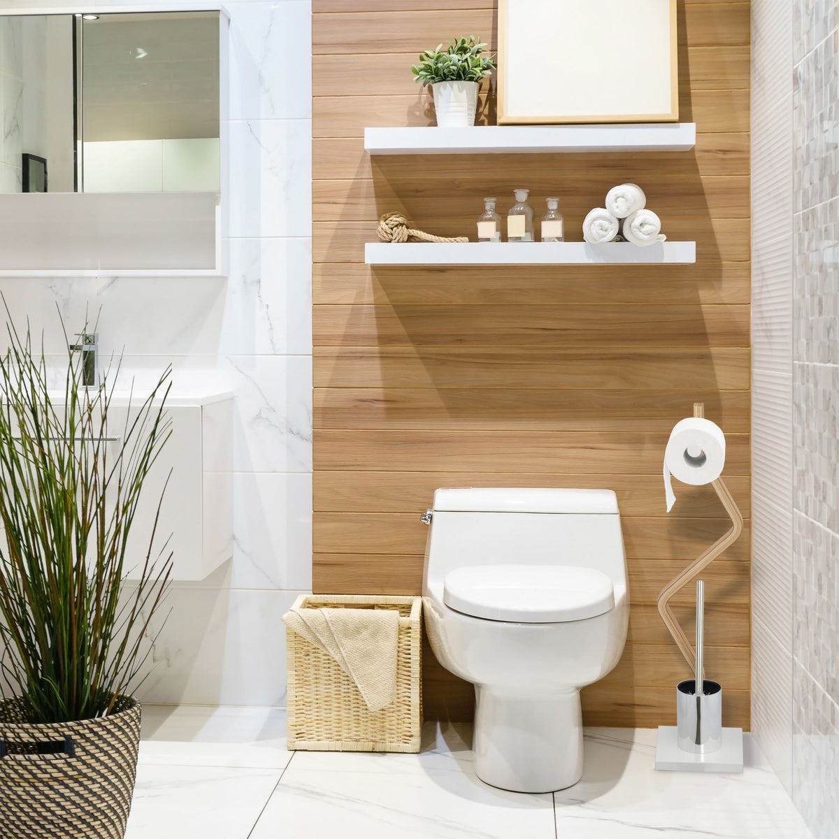 Toilettenbürste 2er-Set weiss Weiss-Silber von Relaxdays