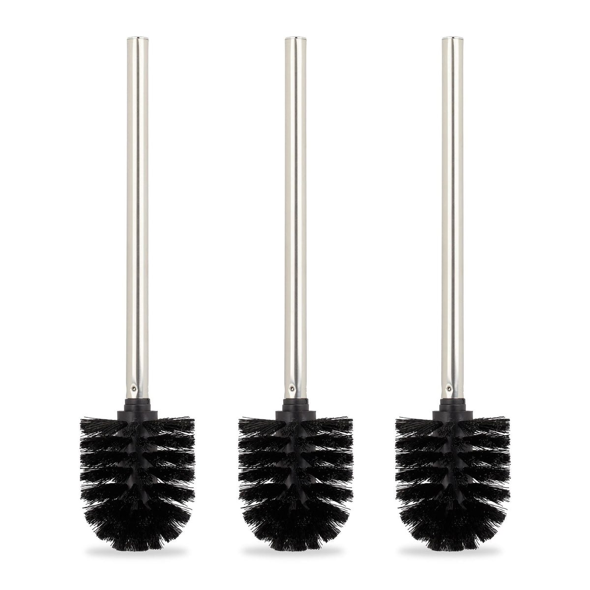 Toilettenbürste 3er-Set schwarz Schwarz-Silber von Relaxdays