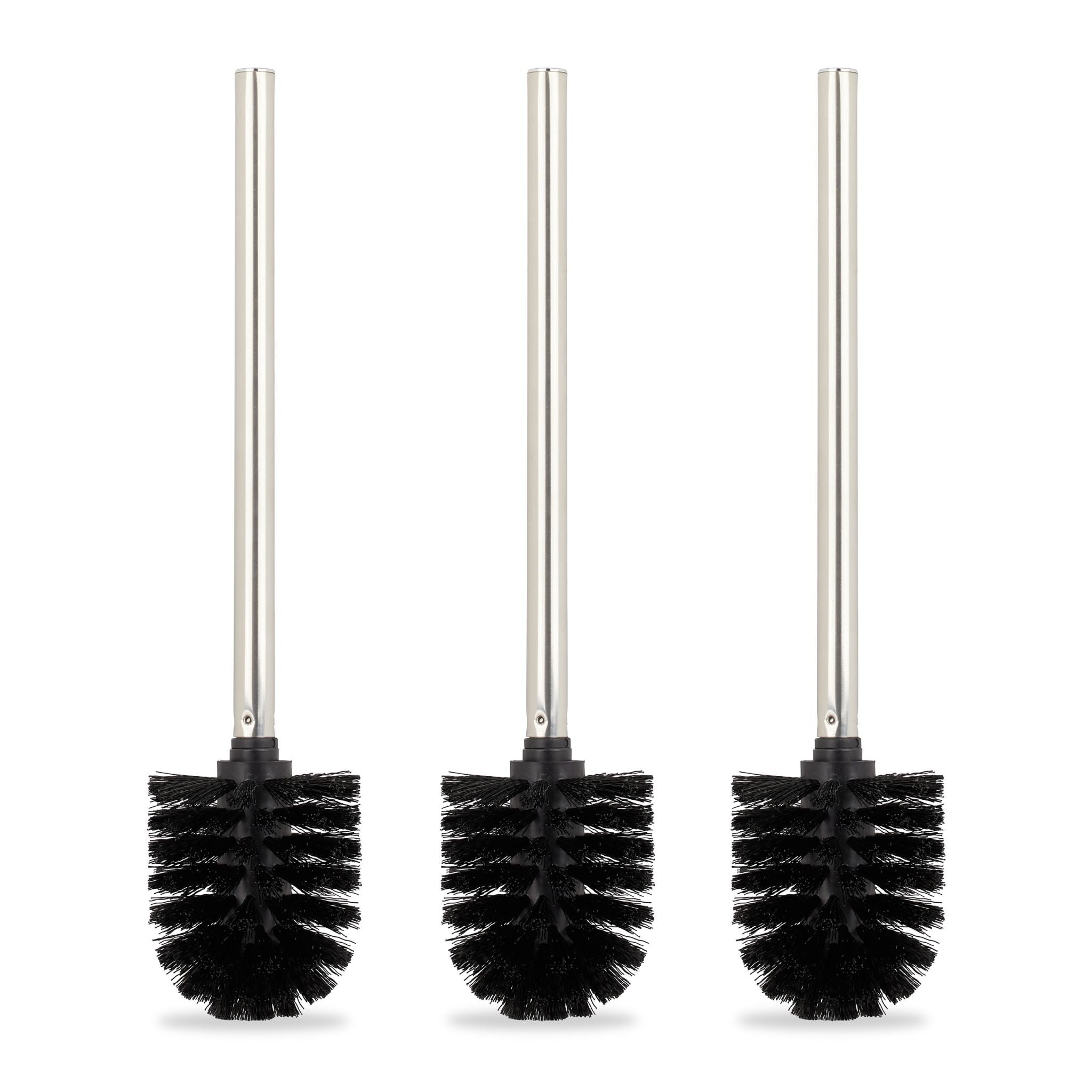 Toilettenbürste 3er-Set schwarz Schwarz-Silber von Relaxdays