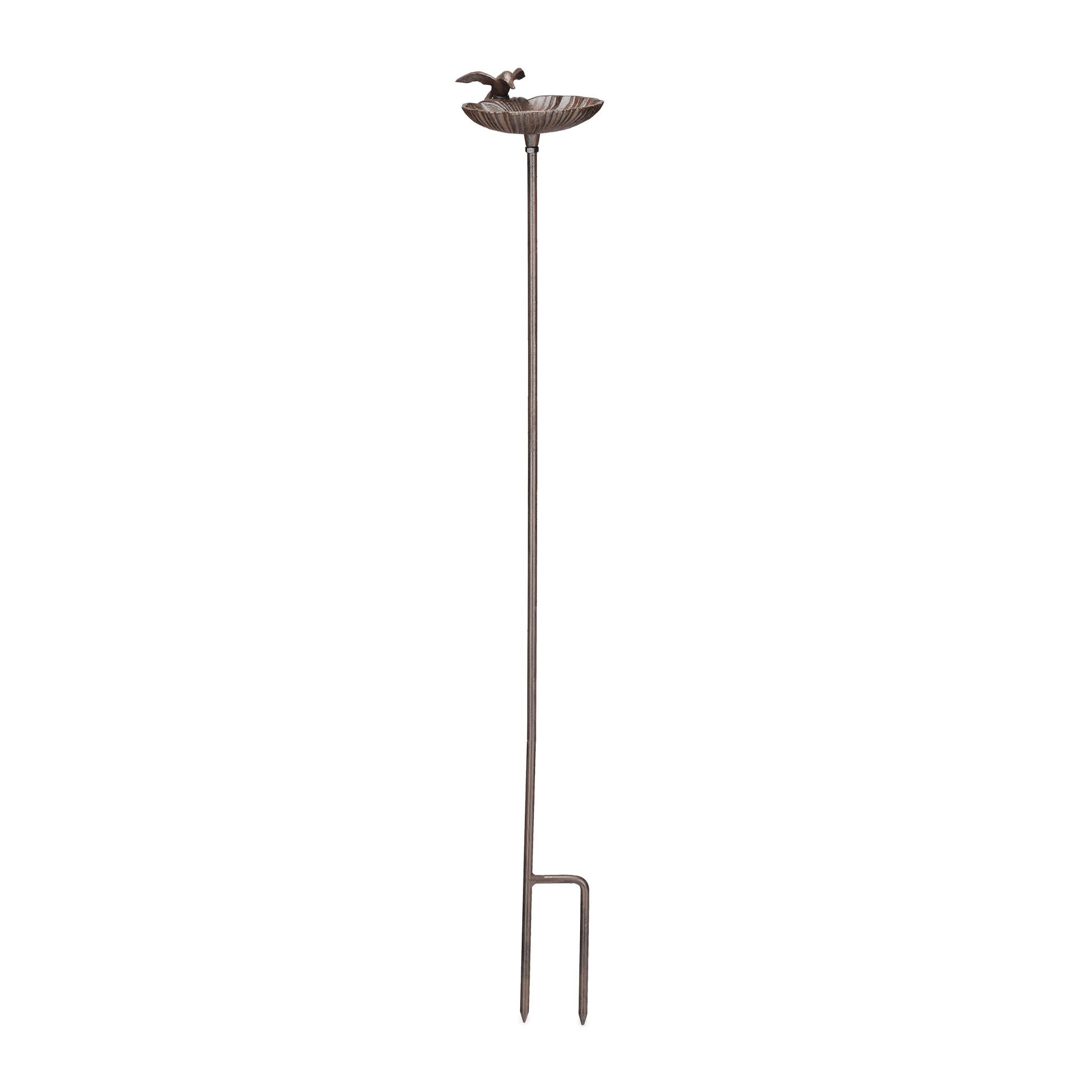 Vogeltränke mit Erdspiess Gusseisen Dunkelbraun von Relaxdays
