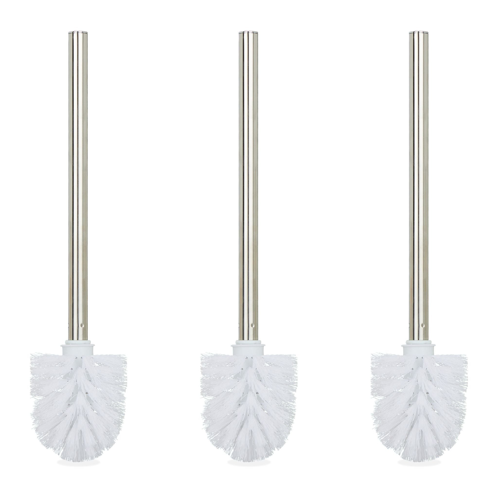 Toilettenbürste 3er-Set weiss Weiss-Silber von Relaxdays