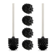 Toilettenbürste 2er-Set + 4 Ersatzköpfe Schwarz-Silber von Relaxdays