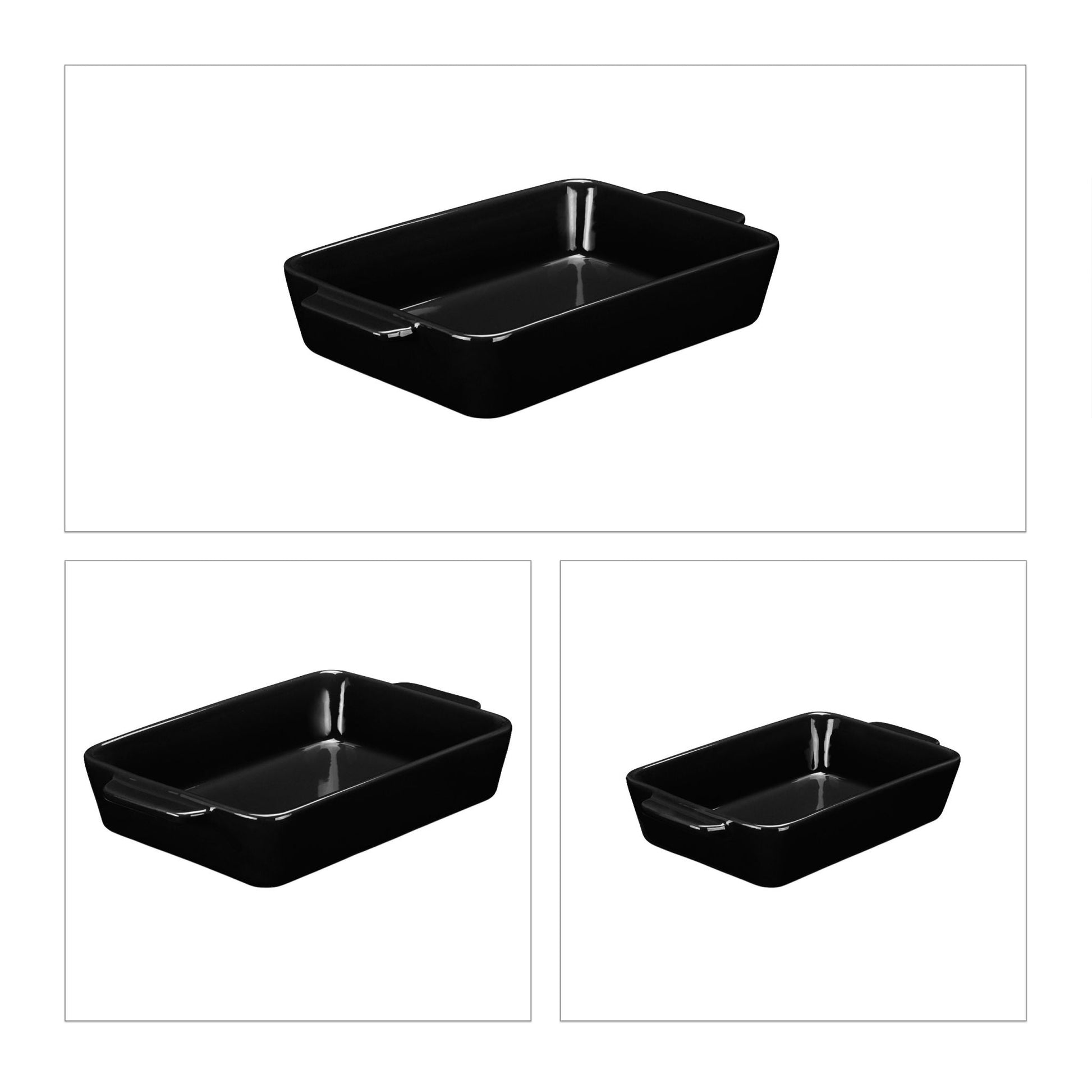 Keramik Auflaufform 3er-Set schwarz Schwarz von Relaxdays