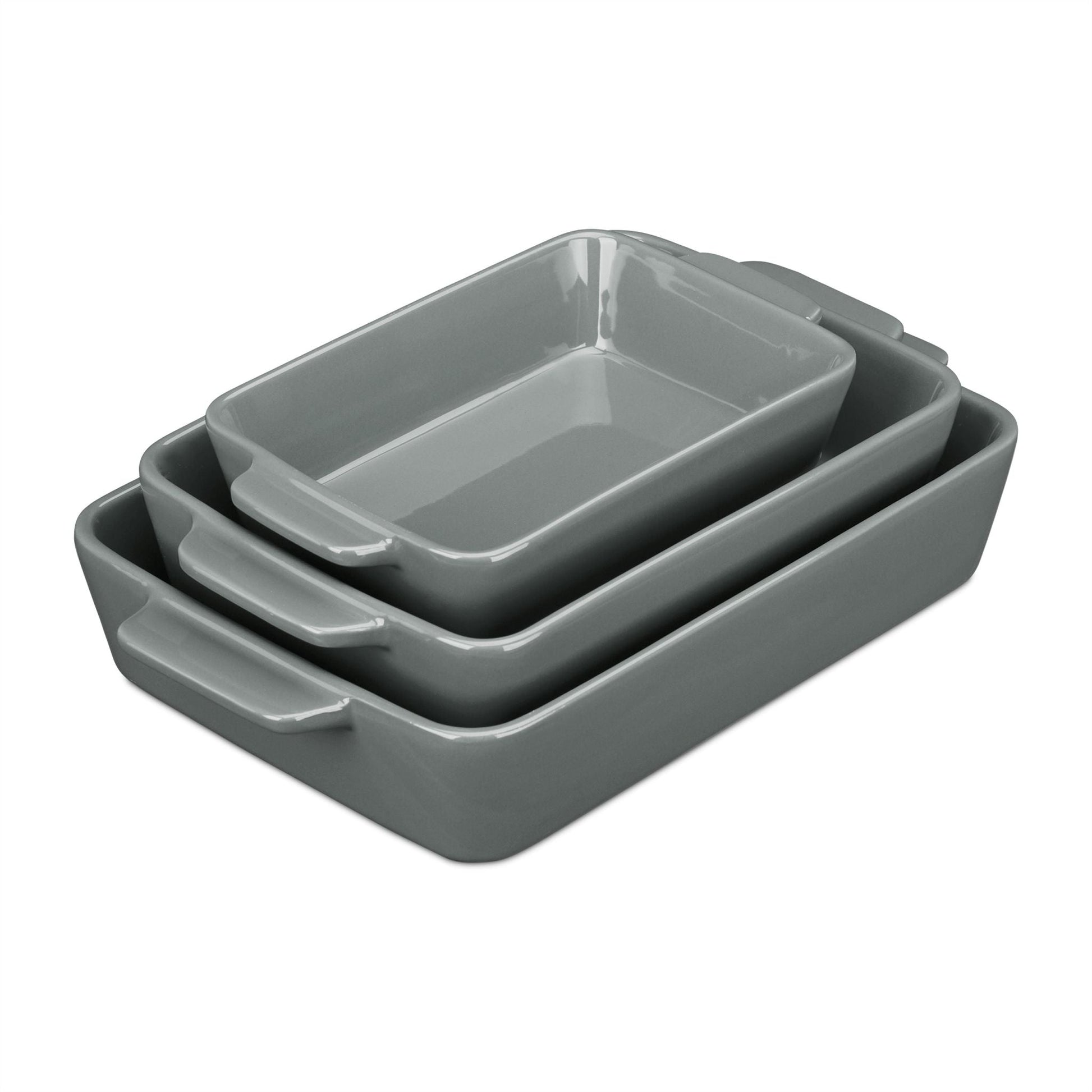 Keramik Auflaufform 3er-Set grau Grau von Relaxdays