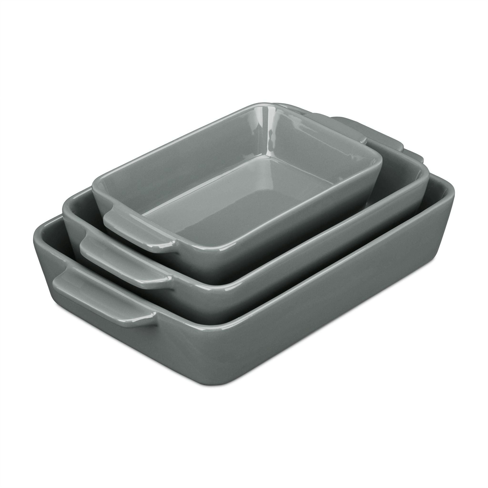 Keramik Auflaufform 3er-Set grau Grau von Relaxdays