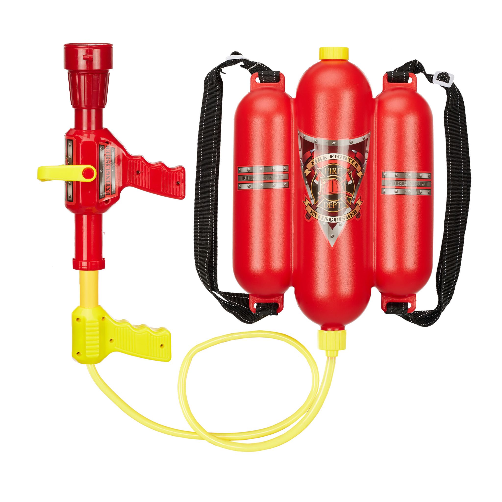 Feuerwehr Wasserspritze Kinder Gelb-Rot-Schwarz von Relaxdays