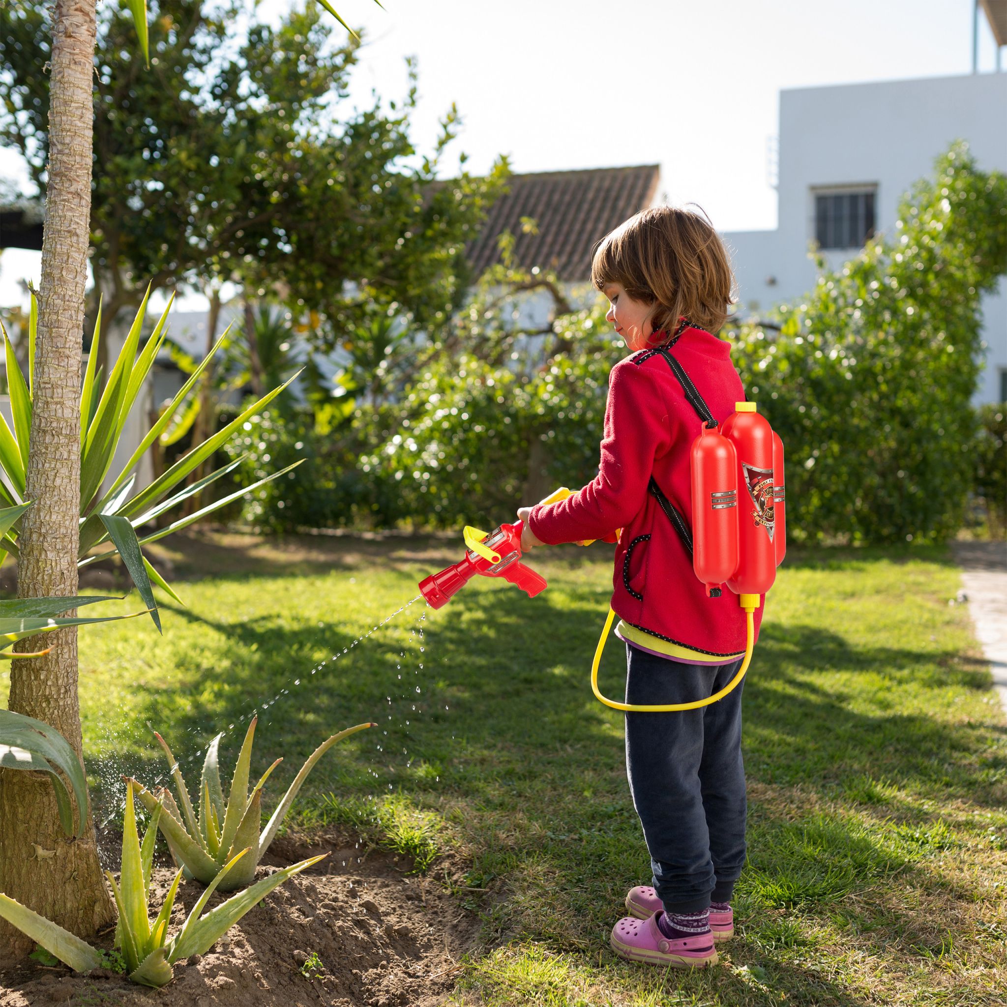 Feuerwehr Wasserspritze Kinder Gelb-Rot-Schwarz von Relaxdays