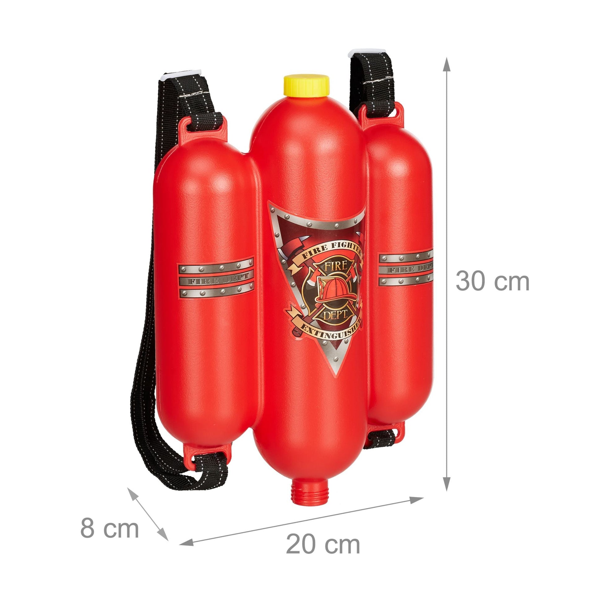 Feuerwehr Wasserspritze Kinder Gelb-Rot-Schwarz von Relaxdays