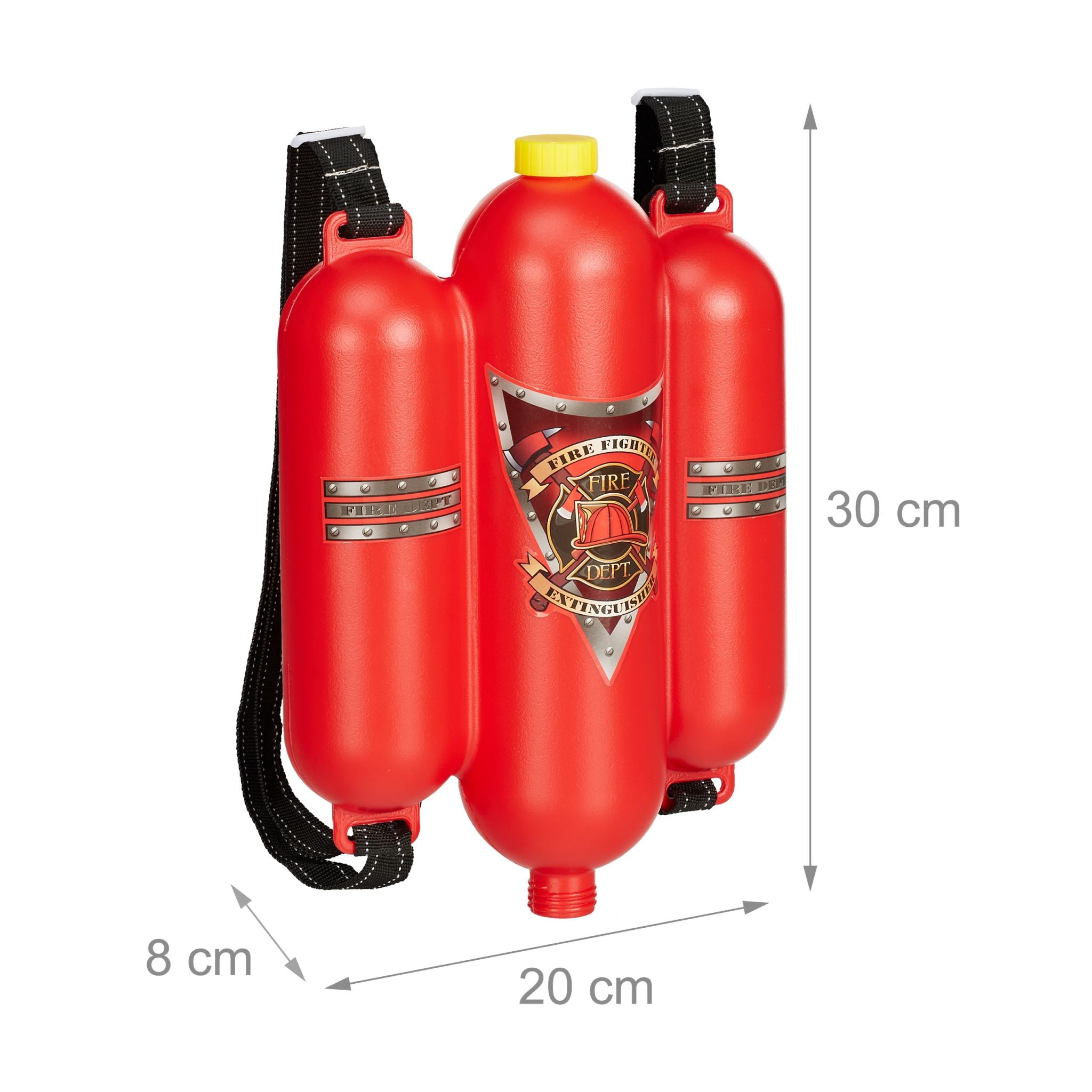 Feuerwehr Wasserspritze Kinder Gelb-Rot-Schwarz von Relaxdays