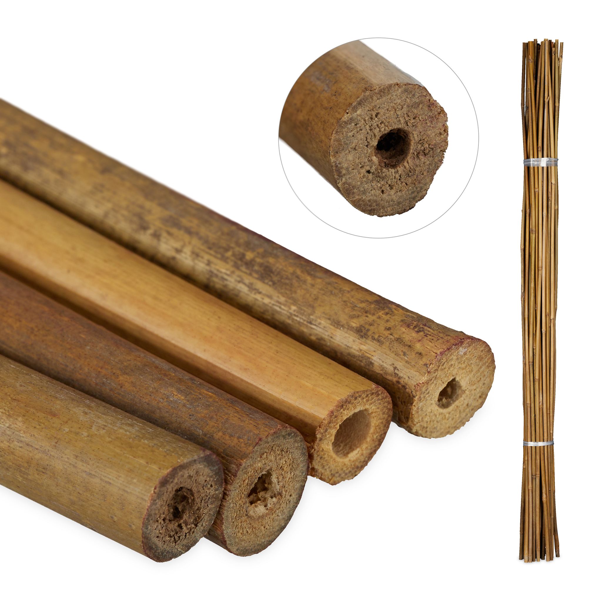 Bambus Pflanzstäbe 120cm 40er-Set Hellbraun von Relaxdays