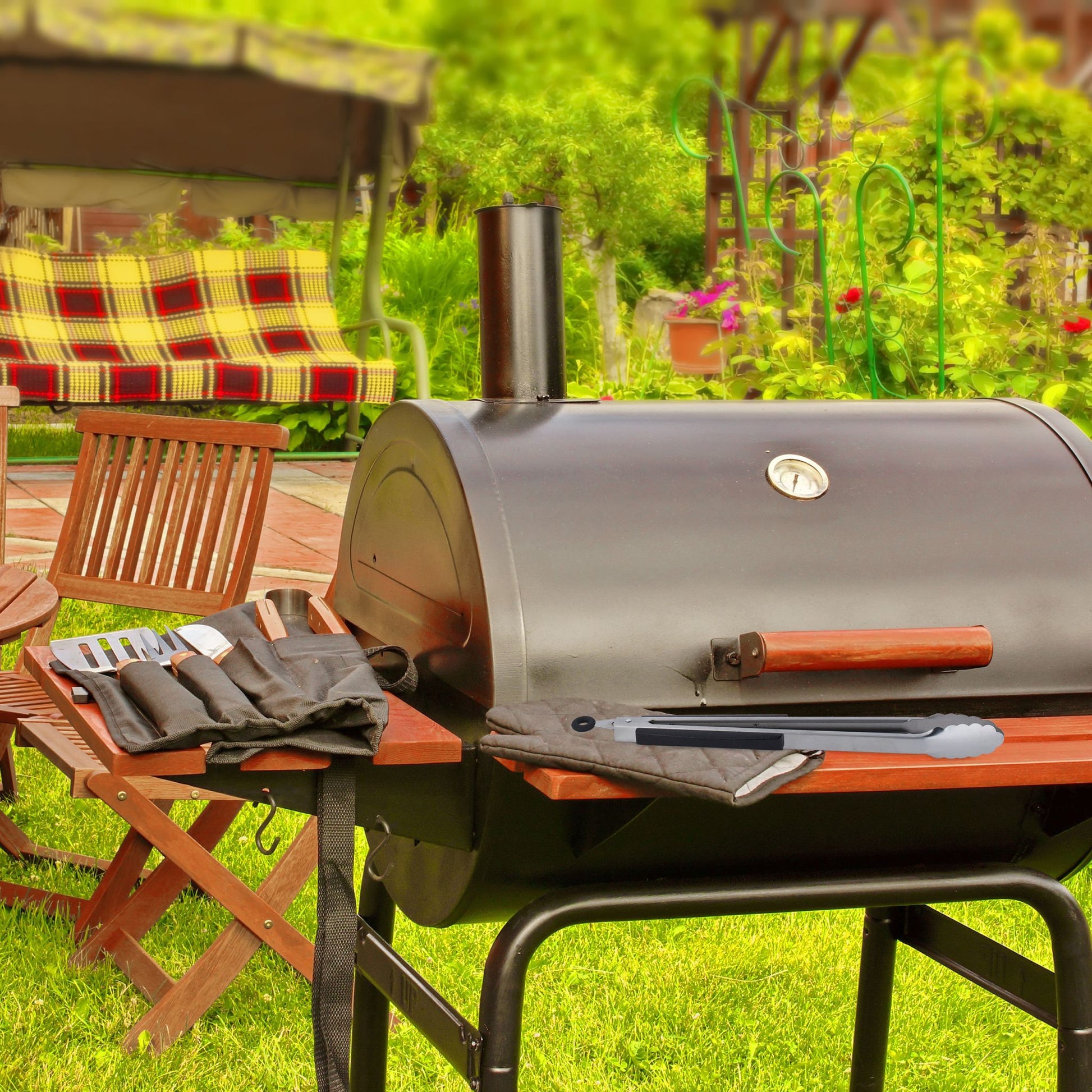 Grillzange Edelstahl Schwarz-Silber von Relaxdays