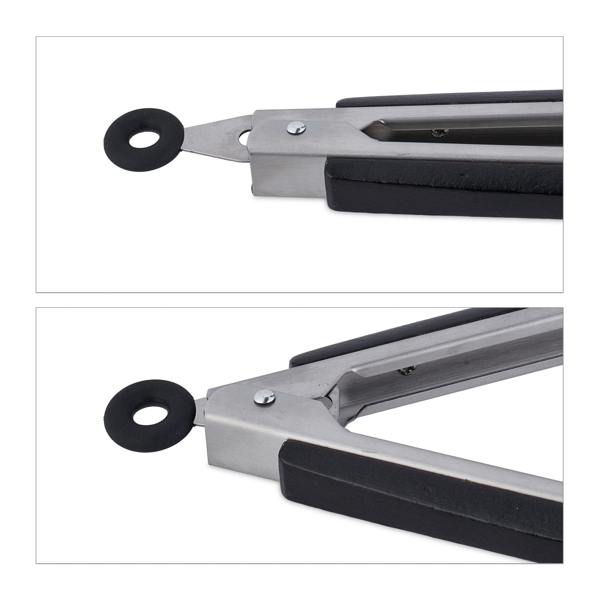 Grillzange Edelstahl Schwarz-Silber von Relaxdays