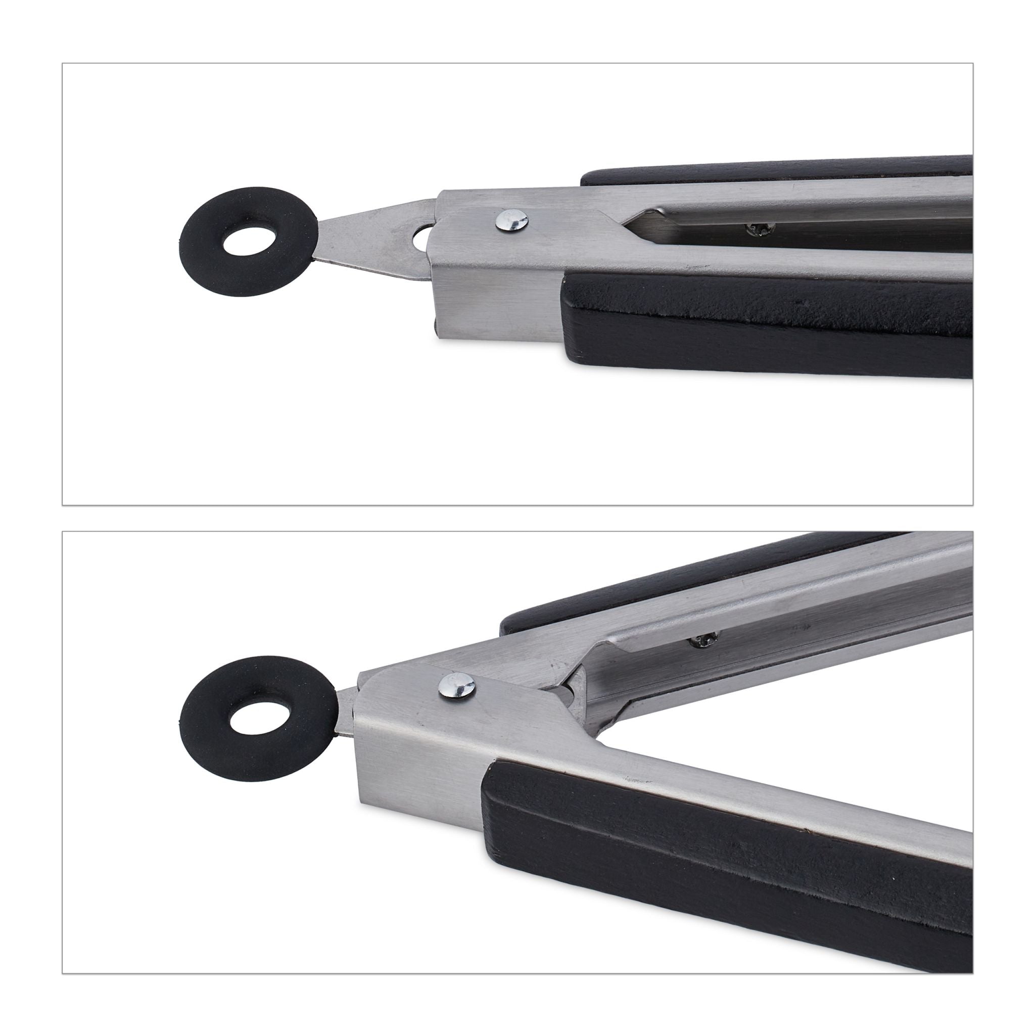 Grillzange Edelstahl Schwarz-Silber von Relaxdays