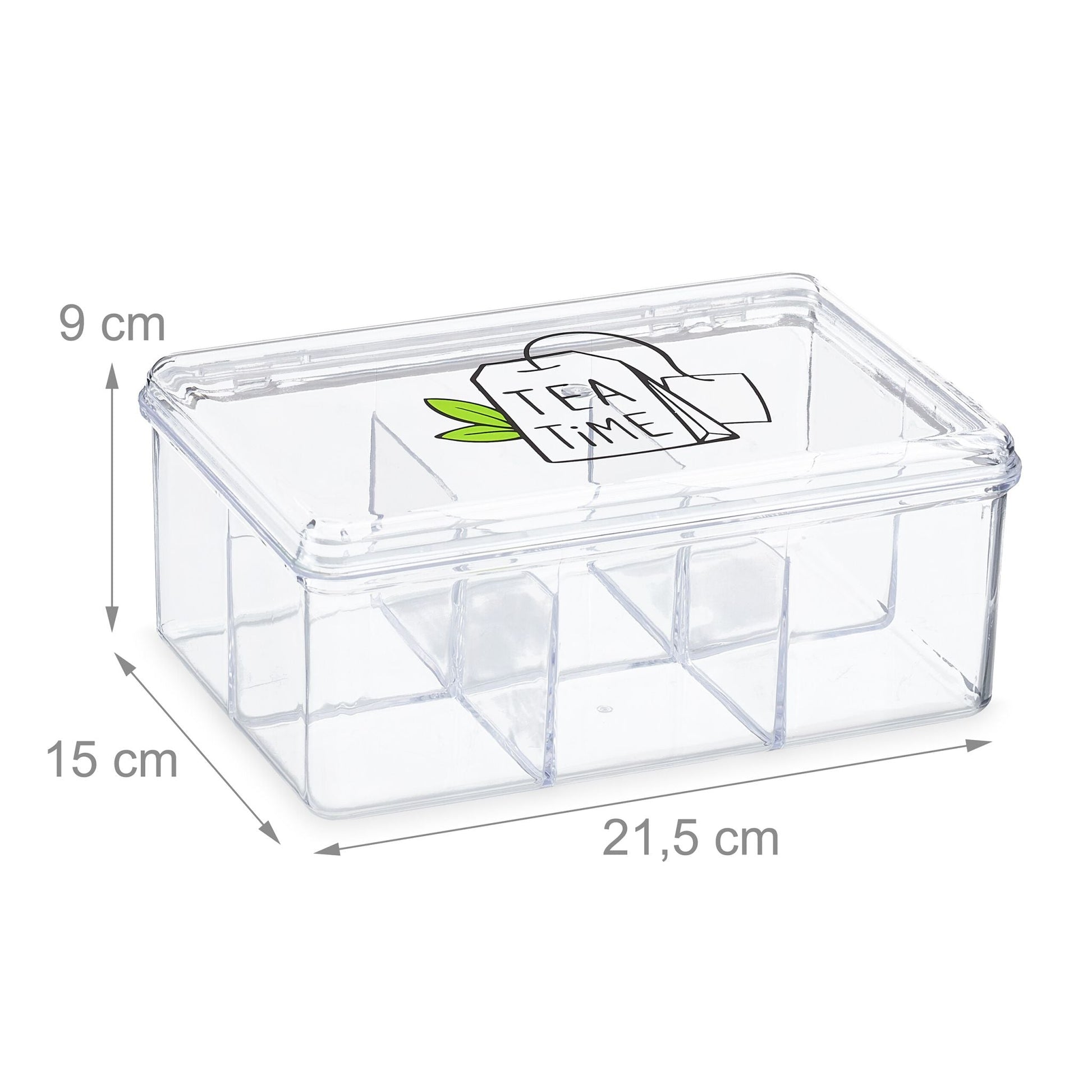 Teebox mit 6 Fächern Grün-Schwarz-Transparent von Relaxdays