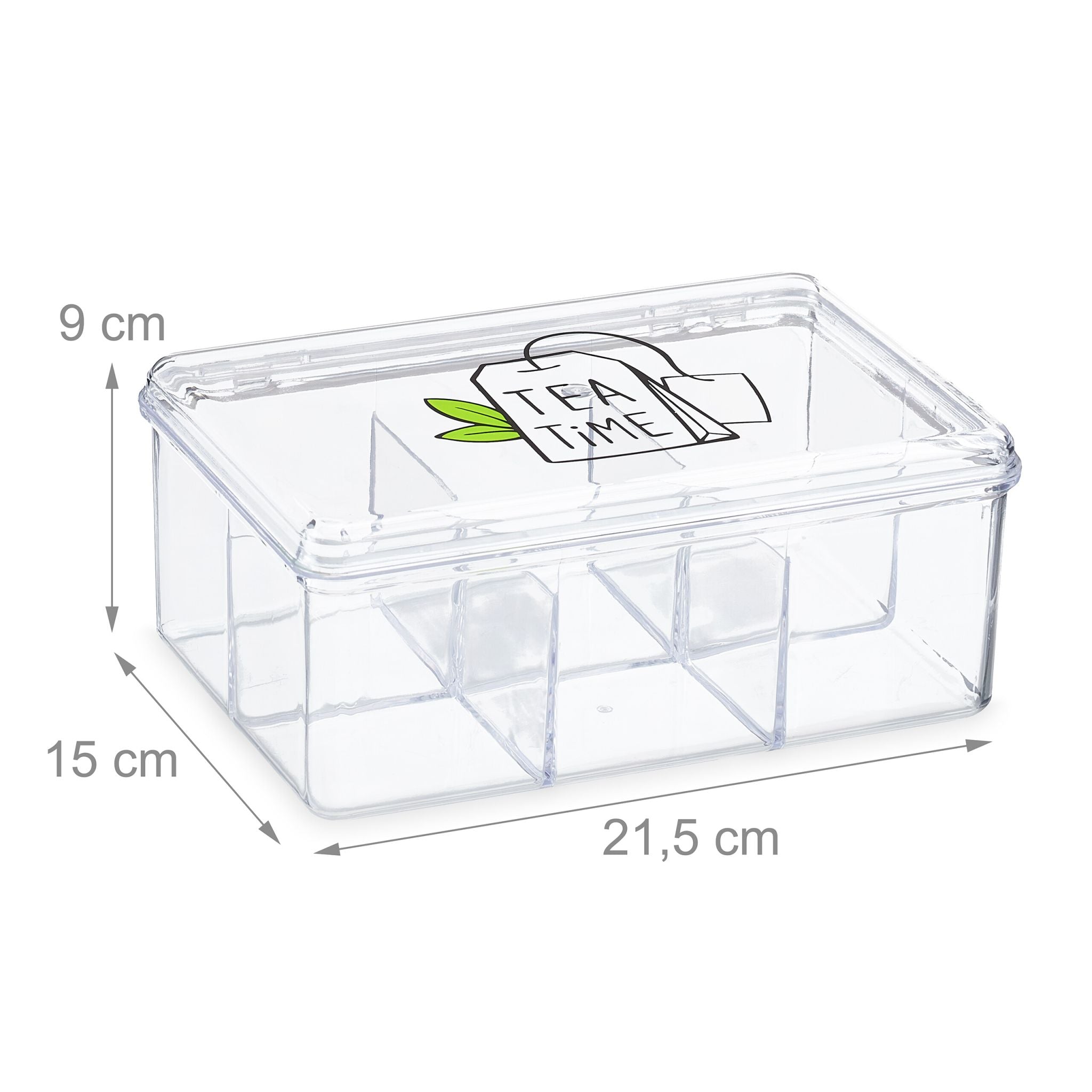Teebox mit 6 Fächern Grün-Schwarz-Transparent von Relaxdays