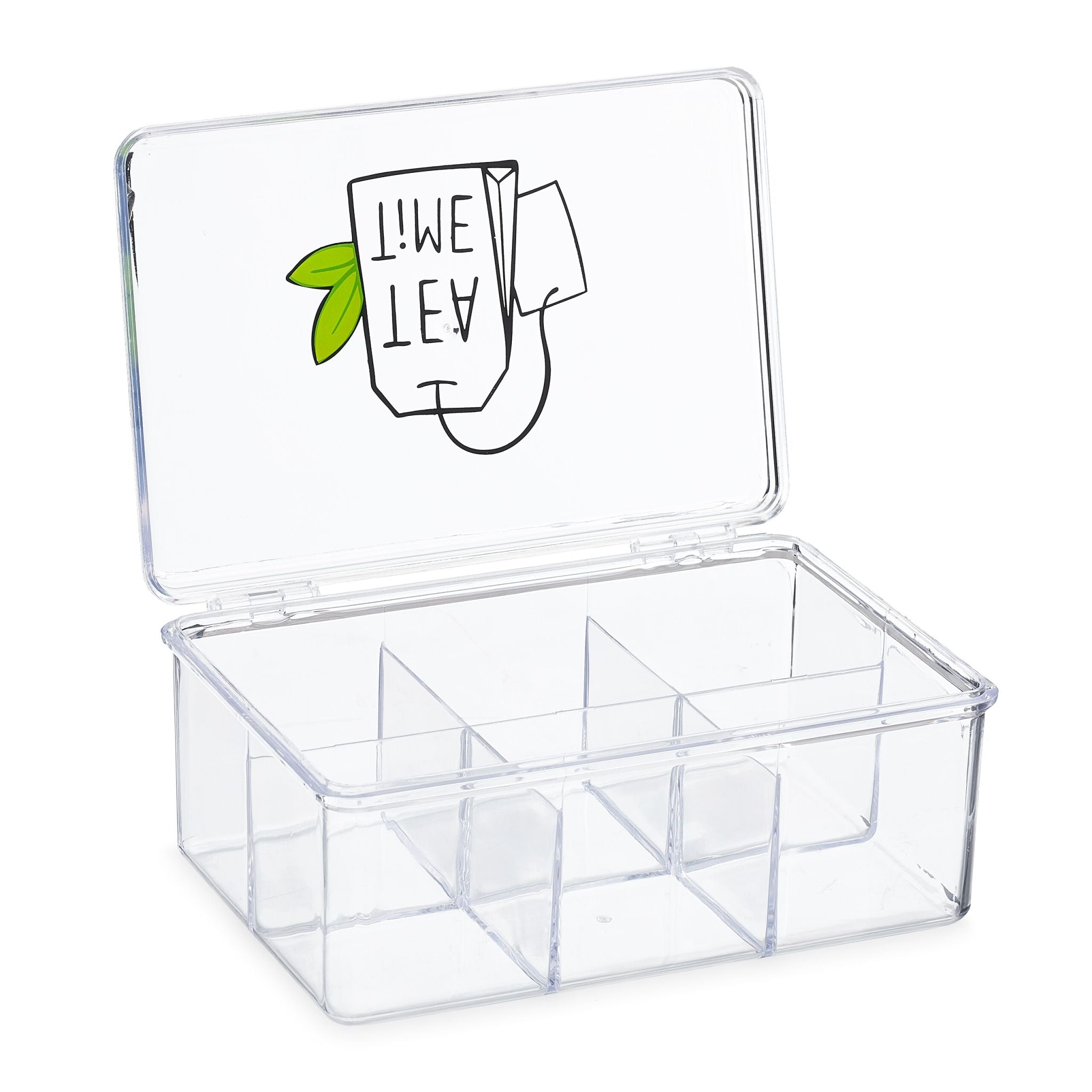 Teebox mit 6 Fächern Grün-Schwarz-Transparent von Relaxdays
