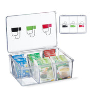 Teebox mit 6 Fächern Grün-Rot-Transparent von Relaxdays