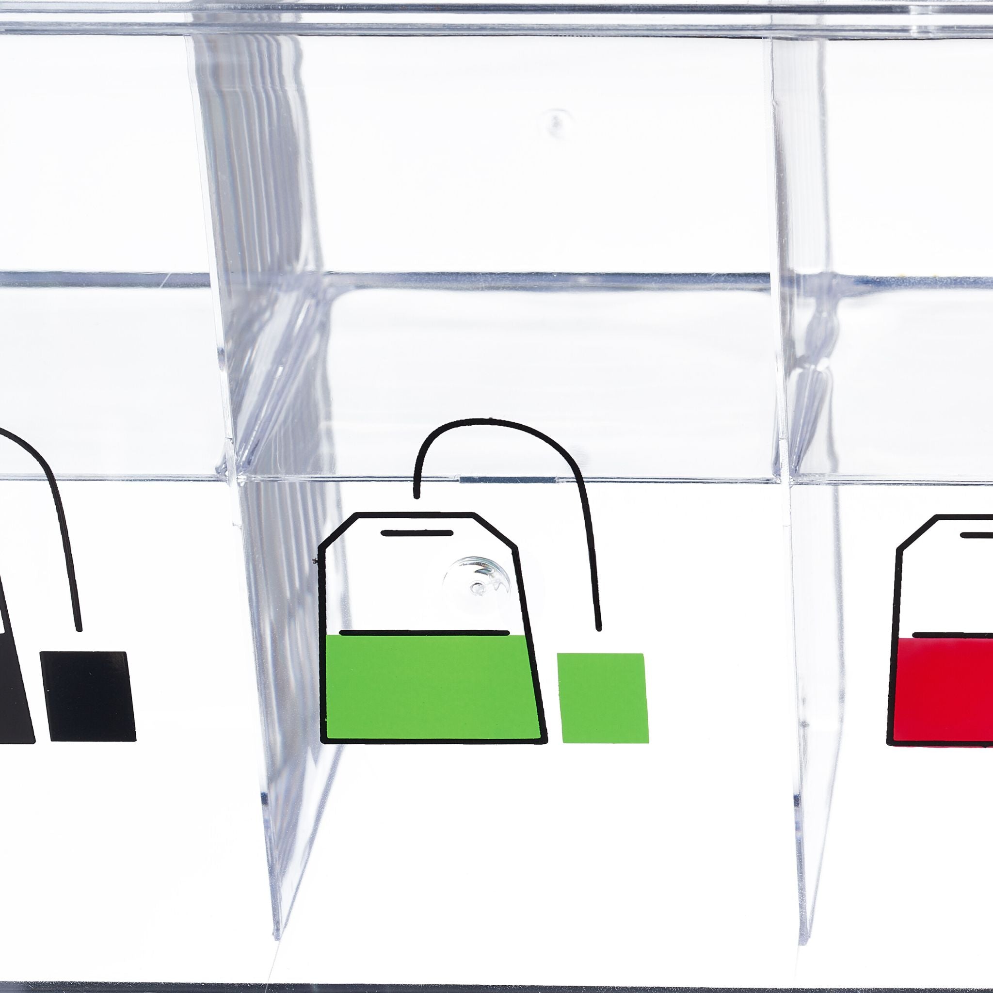 Teebox mit 6 Fächern Grün-Rot-Transparent von Relaxdays