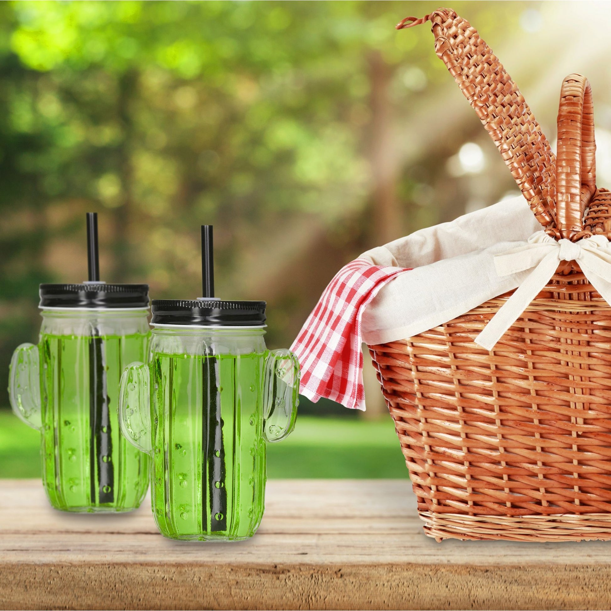 Trinkgläser Kaktus mit Strohhalm 8er-Set Schwarz-Transparent von Relaxdays