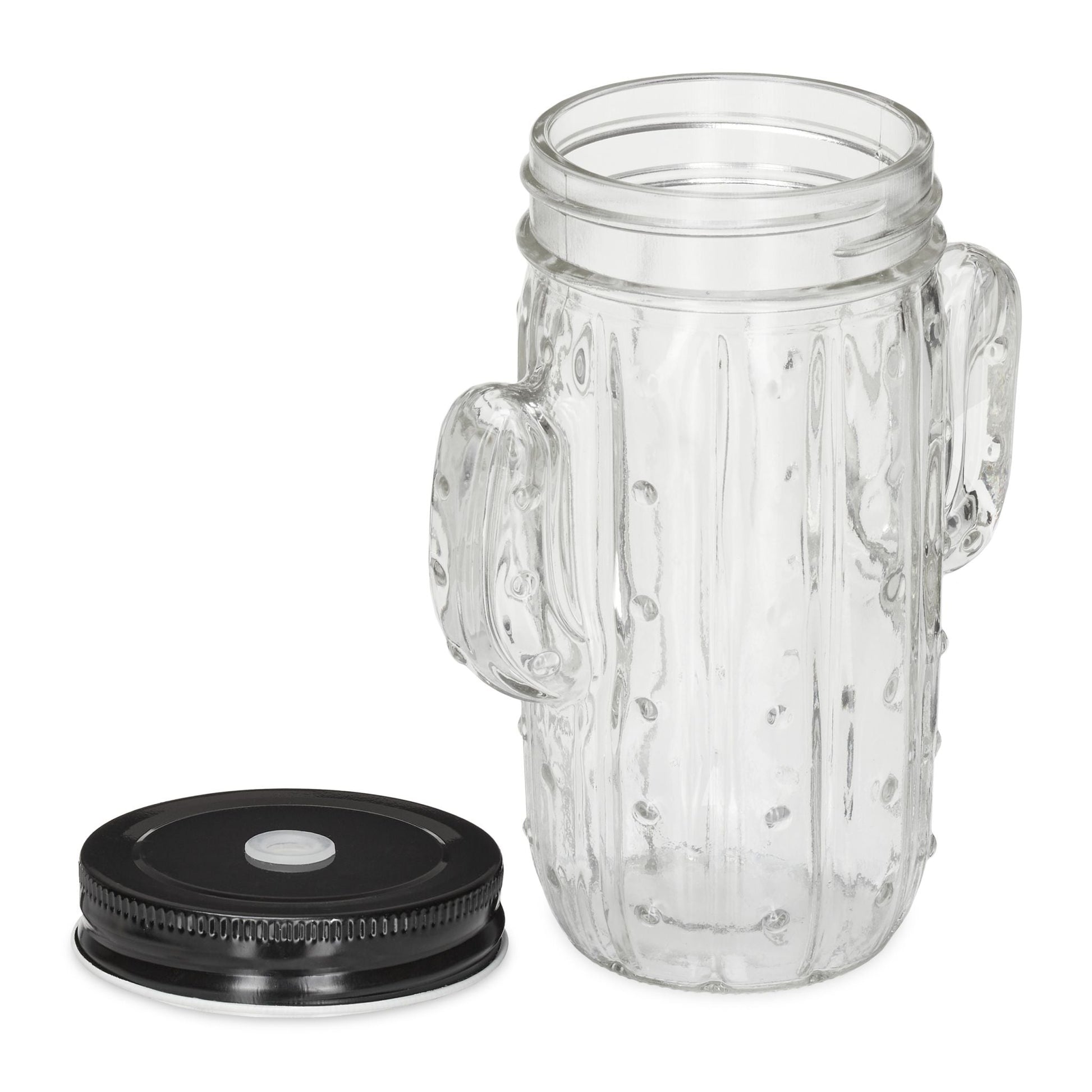 Trinkgläser Kaktus mit Strohhalm 8er-Set Schwarz-Transparent von Relaxdays