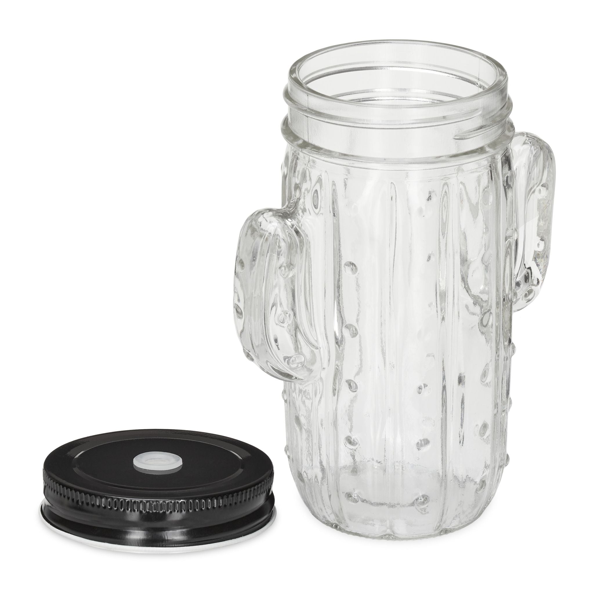Trinkgläser Kaktus mit Strohhalm 8er-Set Schwarz-Transparent von Relaxdays
