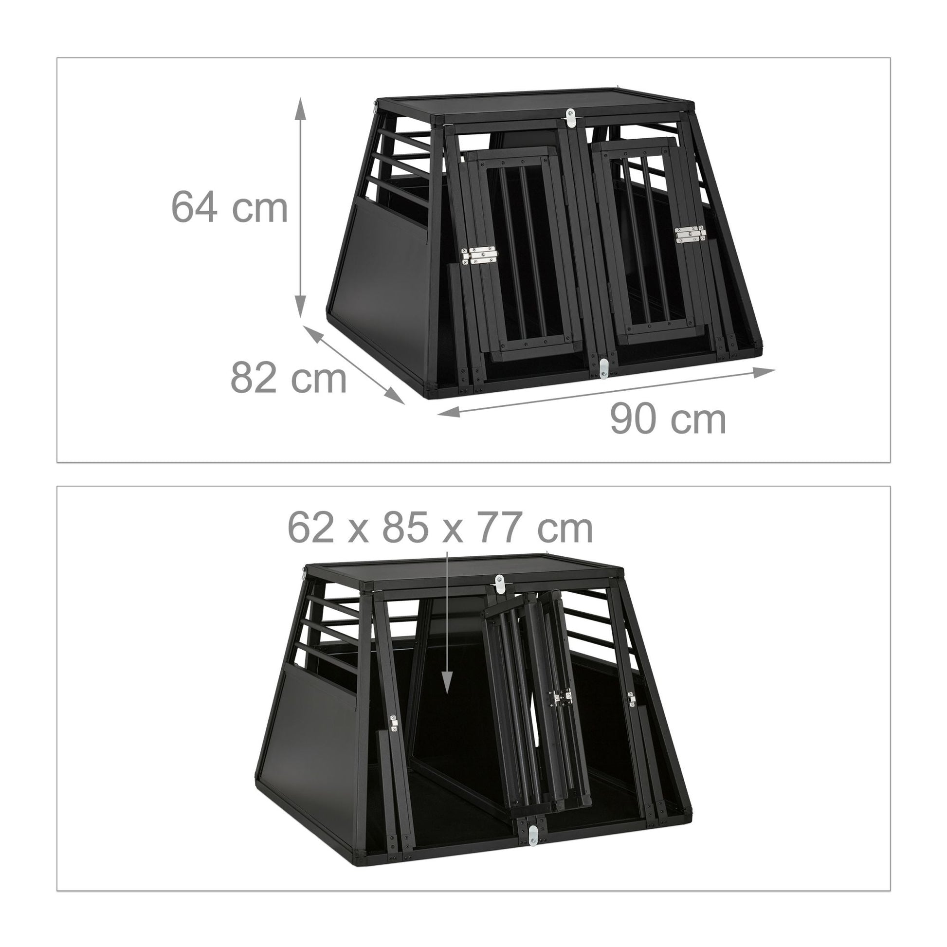 Hundebox Auto mit Trennwand Schwarz von Relaxdays