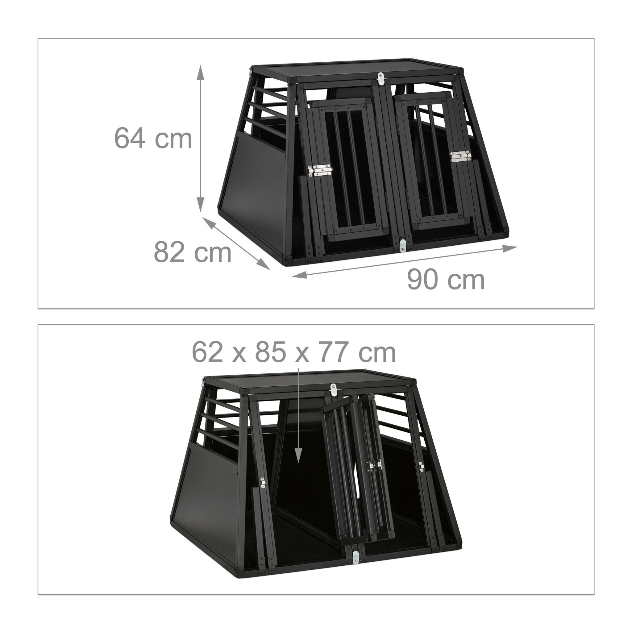 Hundebox Auto mit Trennwand Schwarz von Relaxdays
