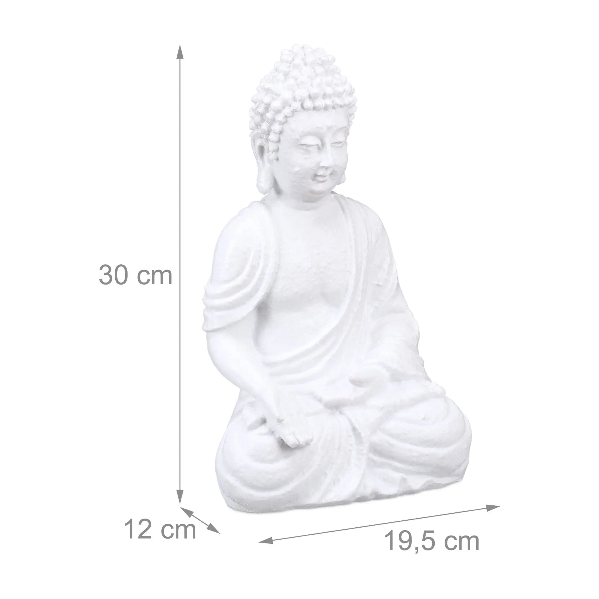 Buddha Figur 30cm Weiss von Relaxdays