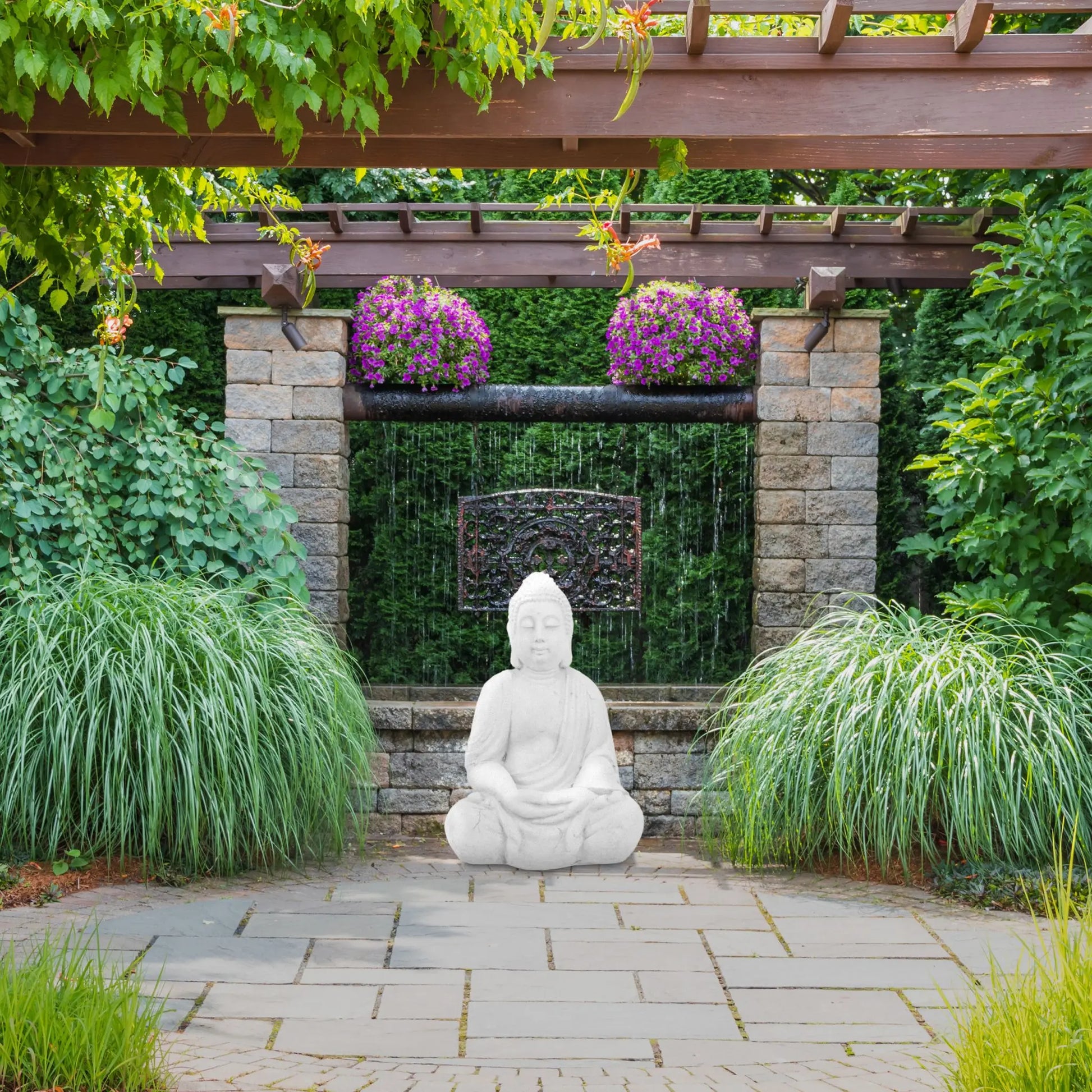 Buddha Figur 70cm Weiss von Relaxdays