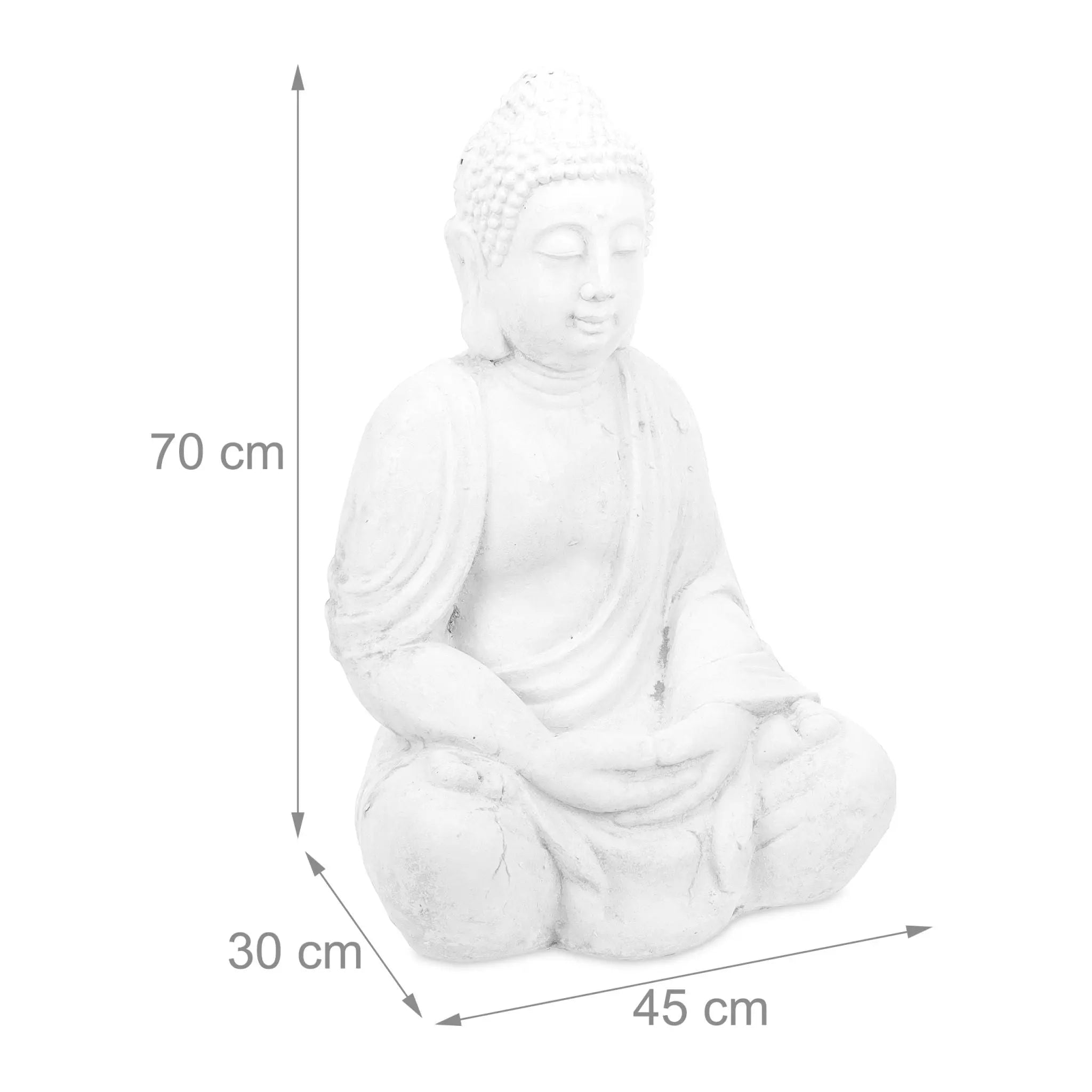 Buddha Figur 70cm Weiss von Relaxdays