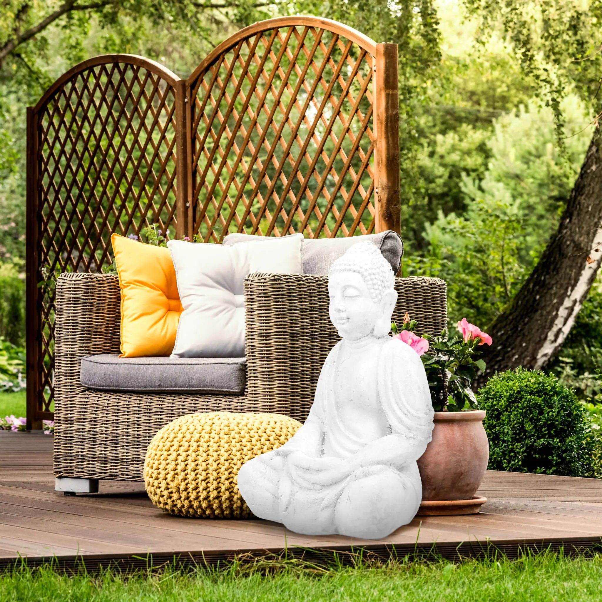 Buddha Figur 70cm Weiss von Relaxdays