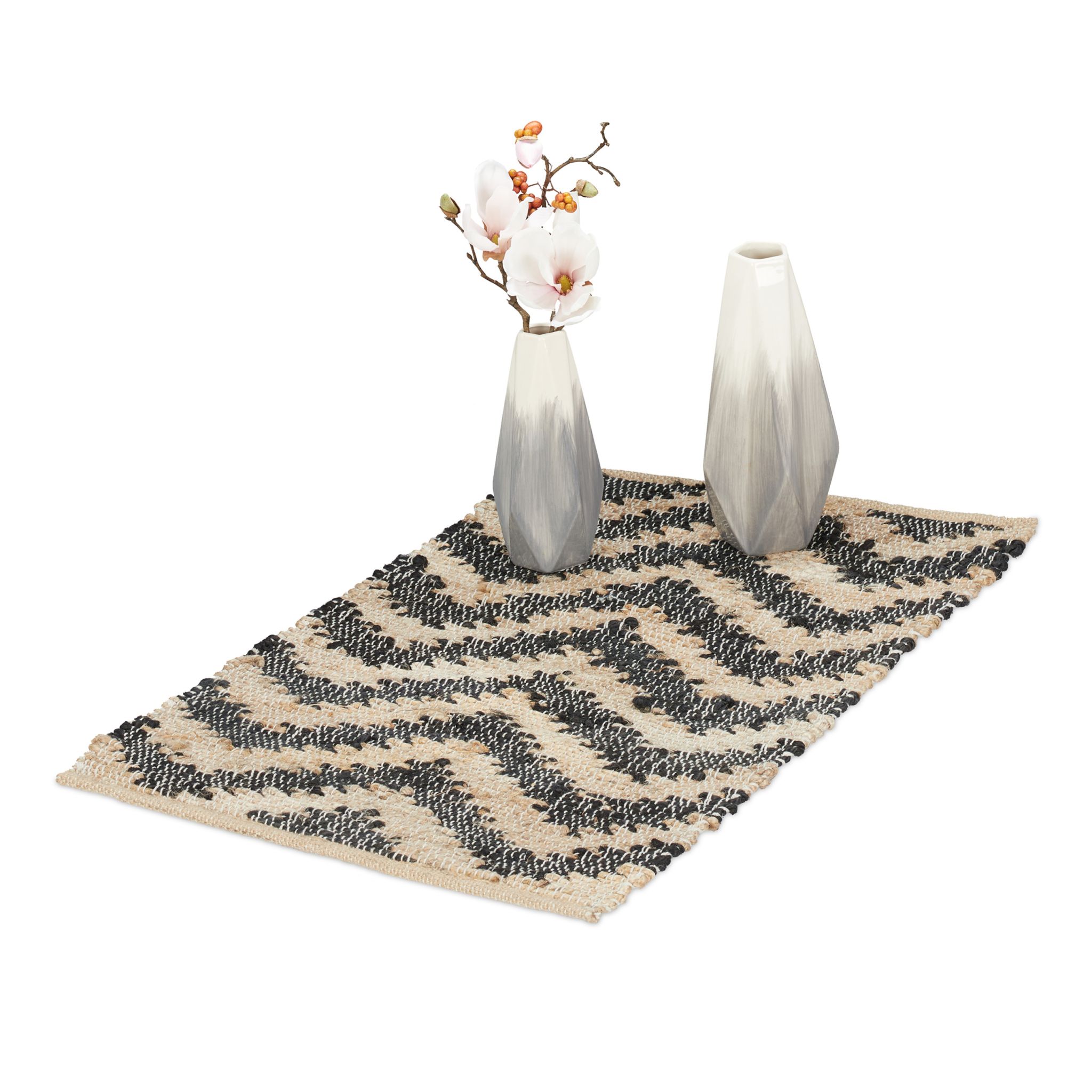 Läufer Zickzack 50 x 80cm Beige-Schwarz von guteszeug.ch