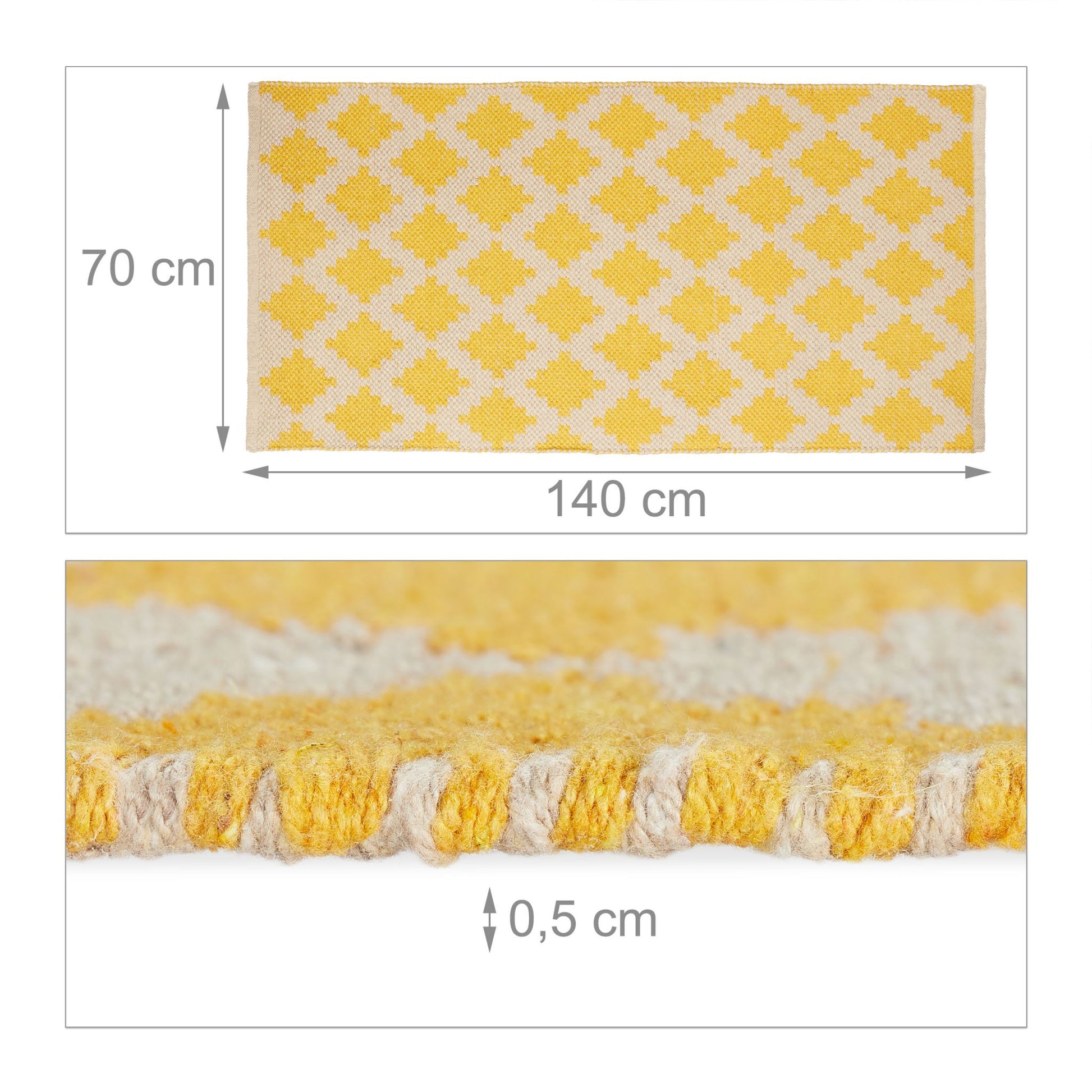 Läufer Baumwolle 70 x 140cm Beige-Gelb von guteszeug.ch