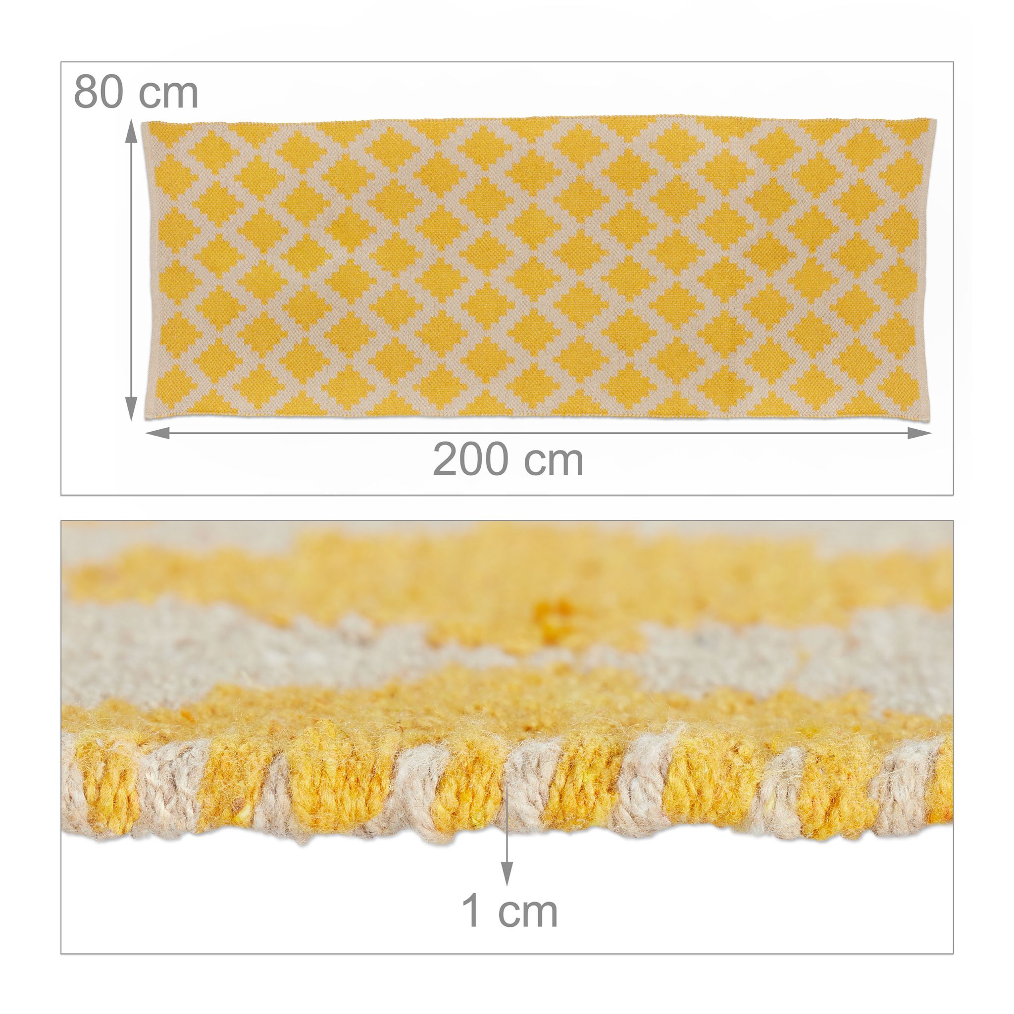Teppich Baumwolle 80 x 200cm Beige-Gelb von guteszeug.ch