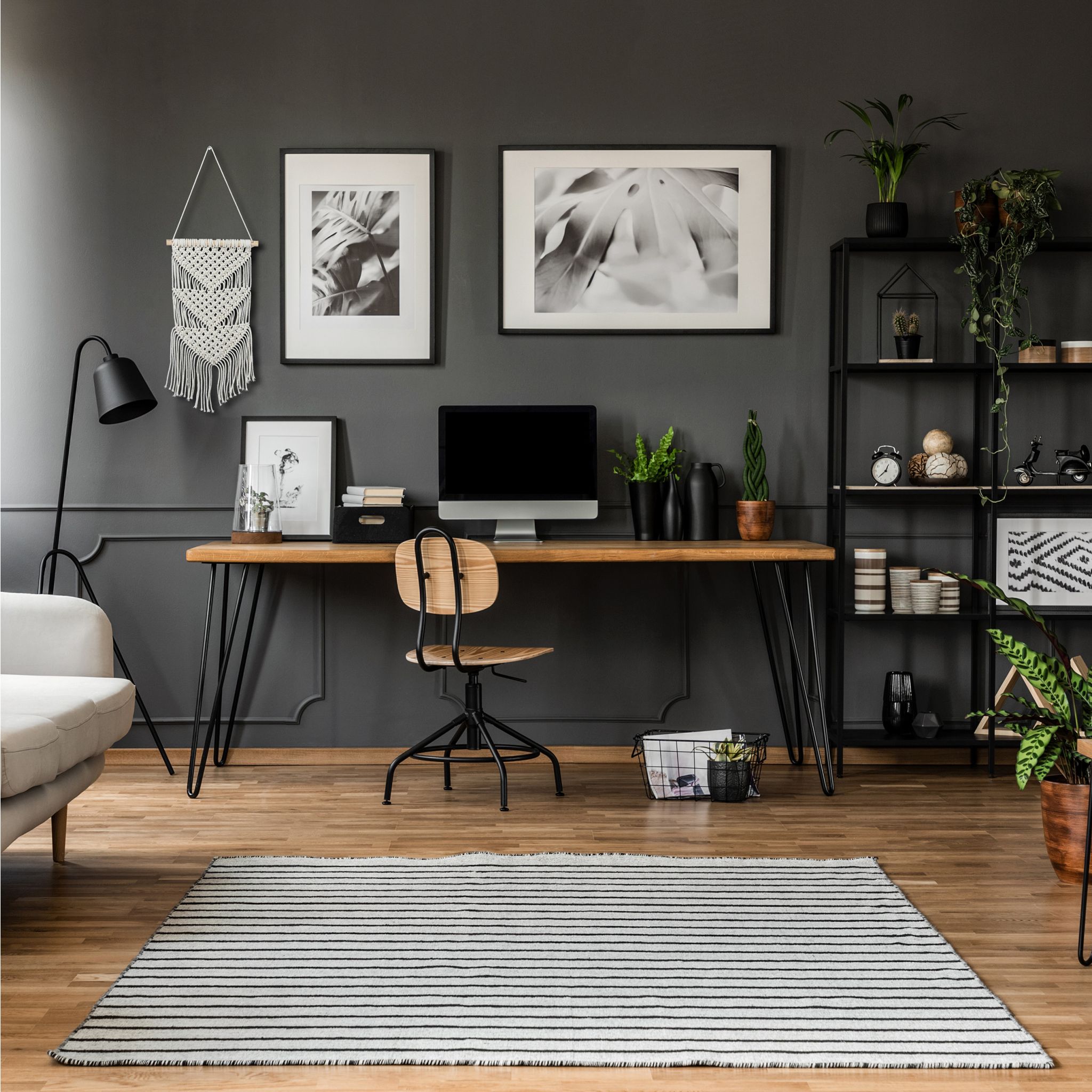 Makramee Wandbehang Dreieck Creme-Hellbraun von Relaxdays
