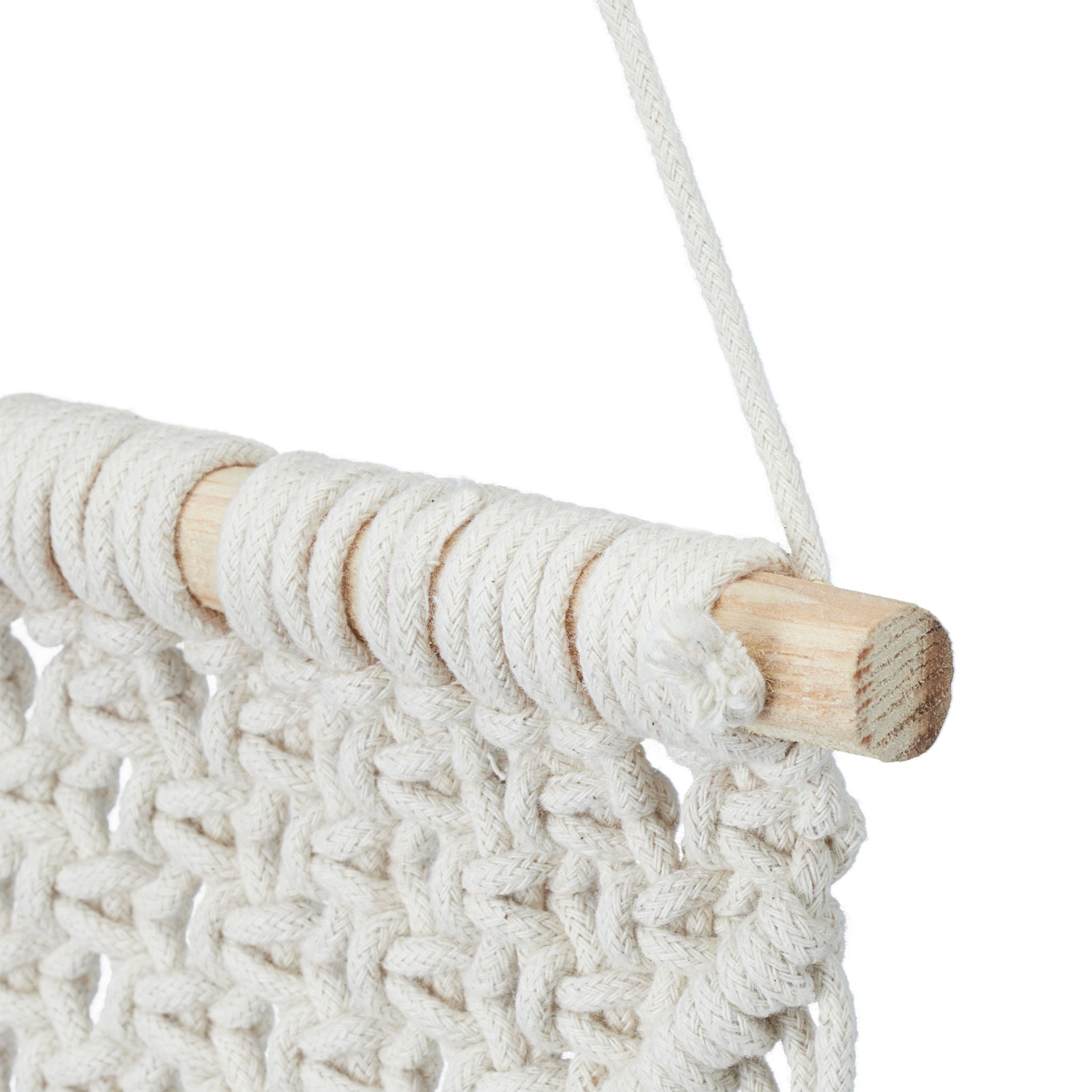 Makramee Wandbehang Dreieck Creme-Hellbraun von Relaxdays