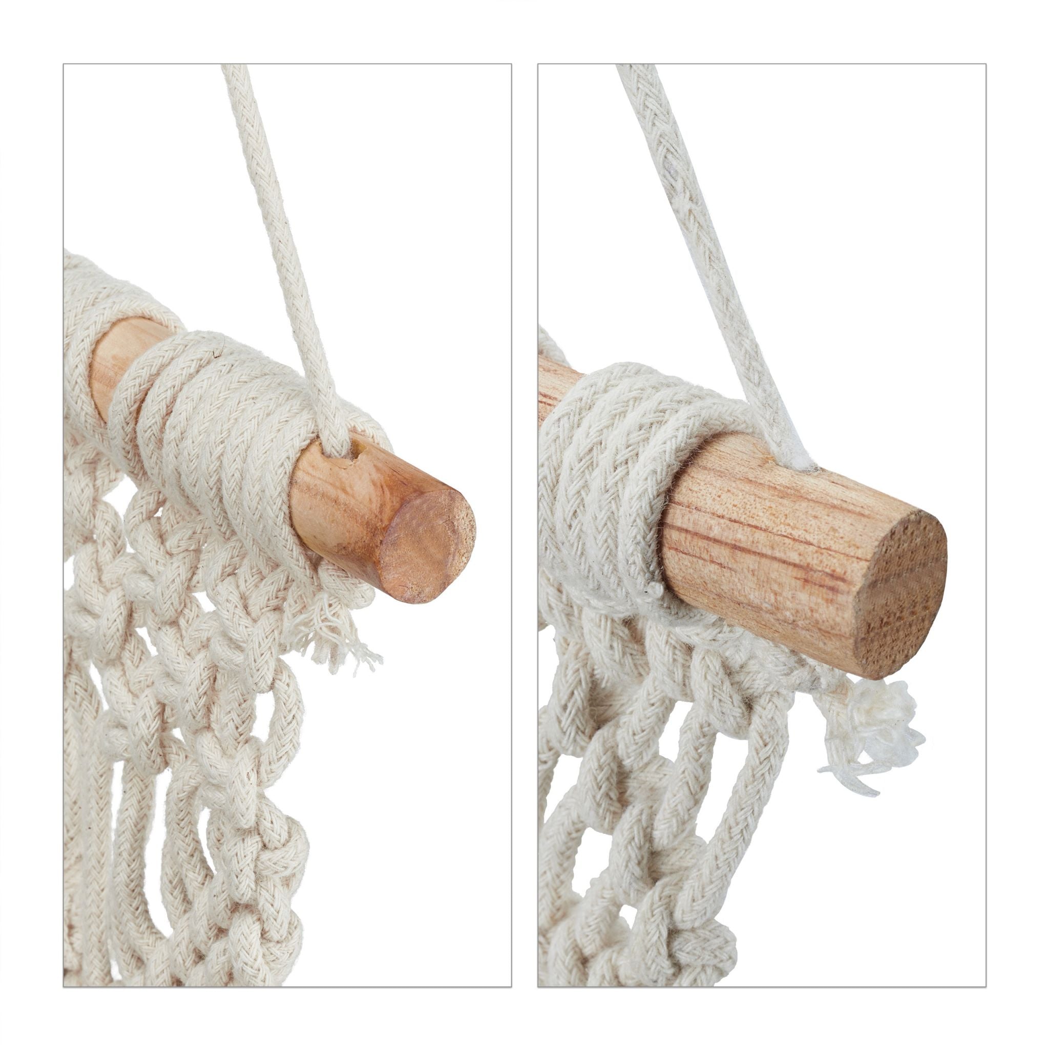 Makramee Wandbehang 2er-Set Creme-Hellbraun von Relaxdays