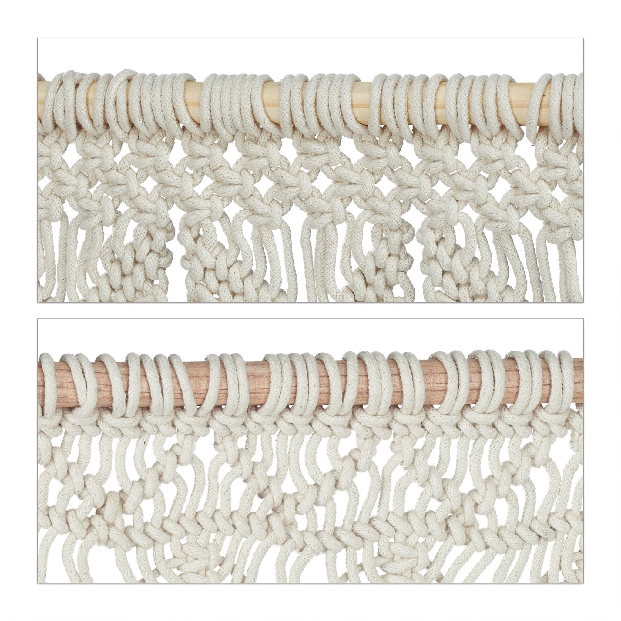 Makramee Wandbehang 2er-Set Creme-Hellbraun von Relaxdays