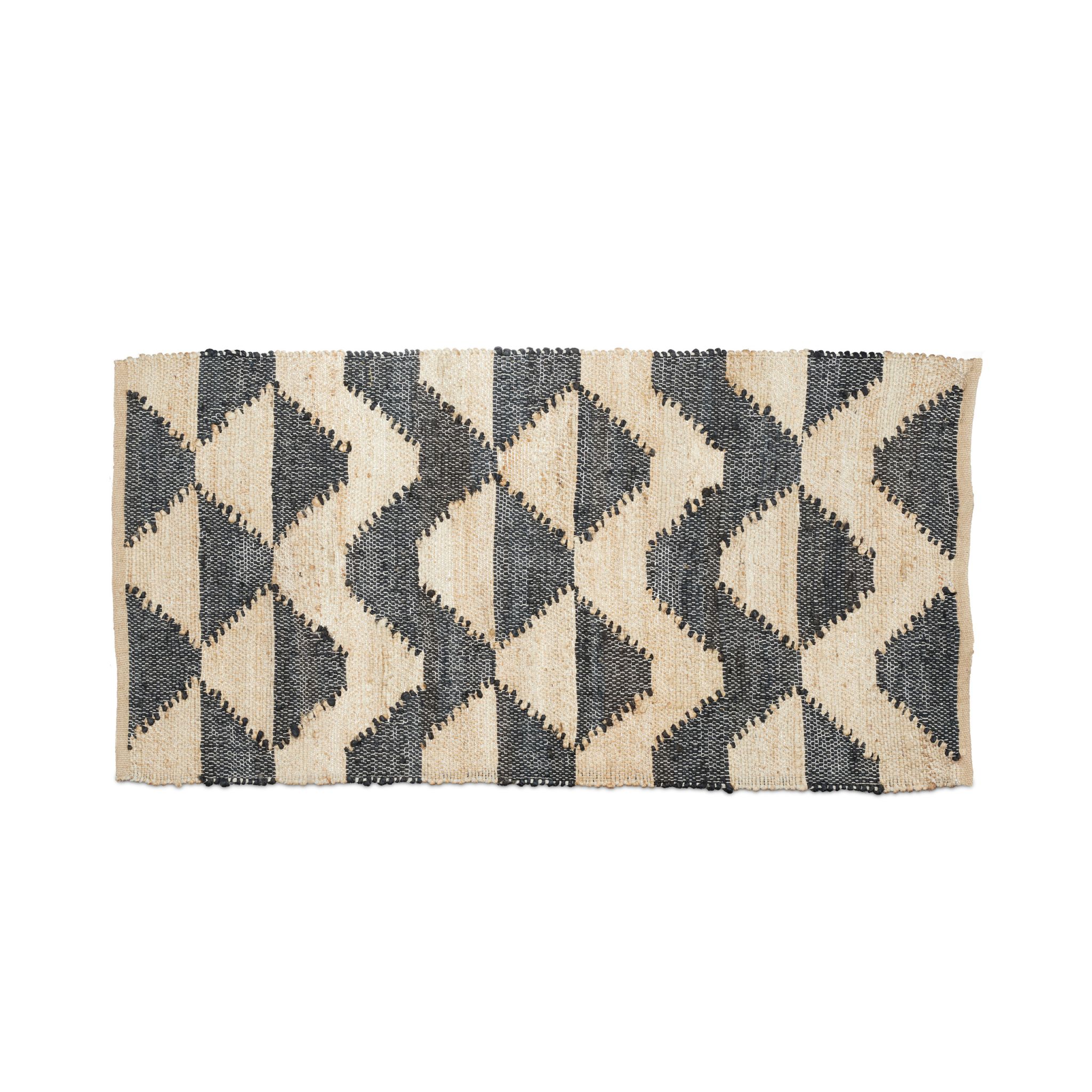 Läufer Zick-Zack 70 x 140cm Beige-Schwarz von guteszeug.ch