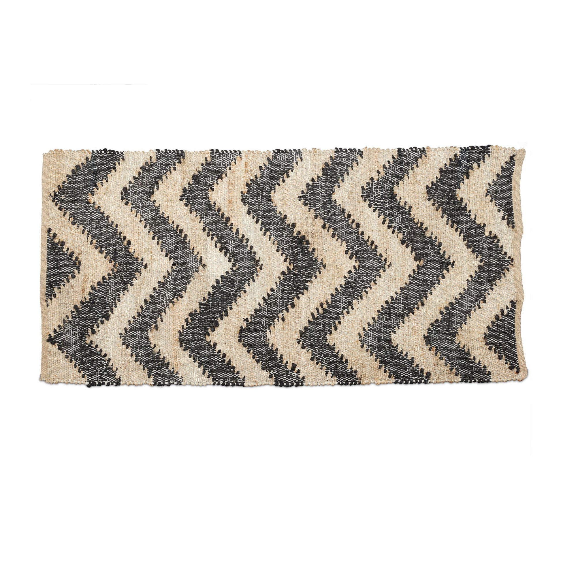Läufer Zick-Zack 70 x 140cm Beige-Schwarz von guteszeug.ch