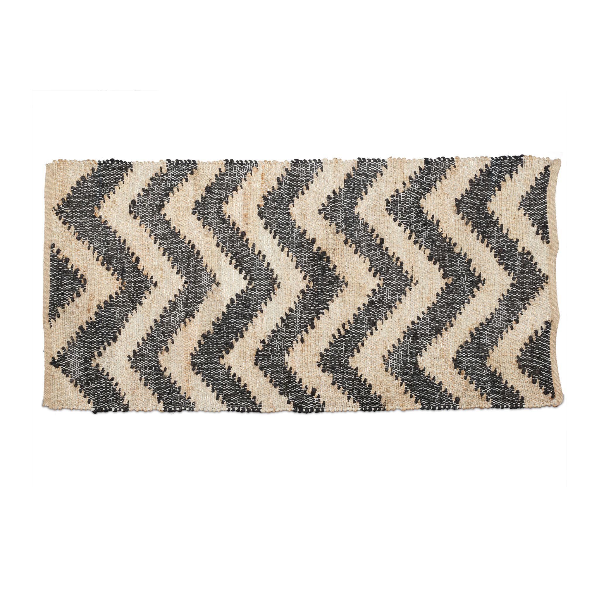 Läufer Zick-Zack 70 x 140cm Beige-Schwarz von guteszeug.ch