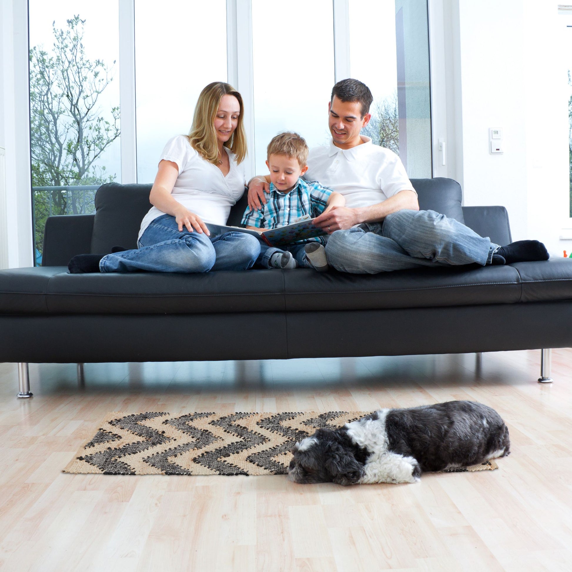 Läufer Zick-Zack 70 x 140cm Beige-Schwarz von guteszeug.ch