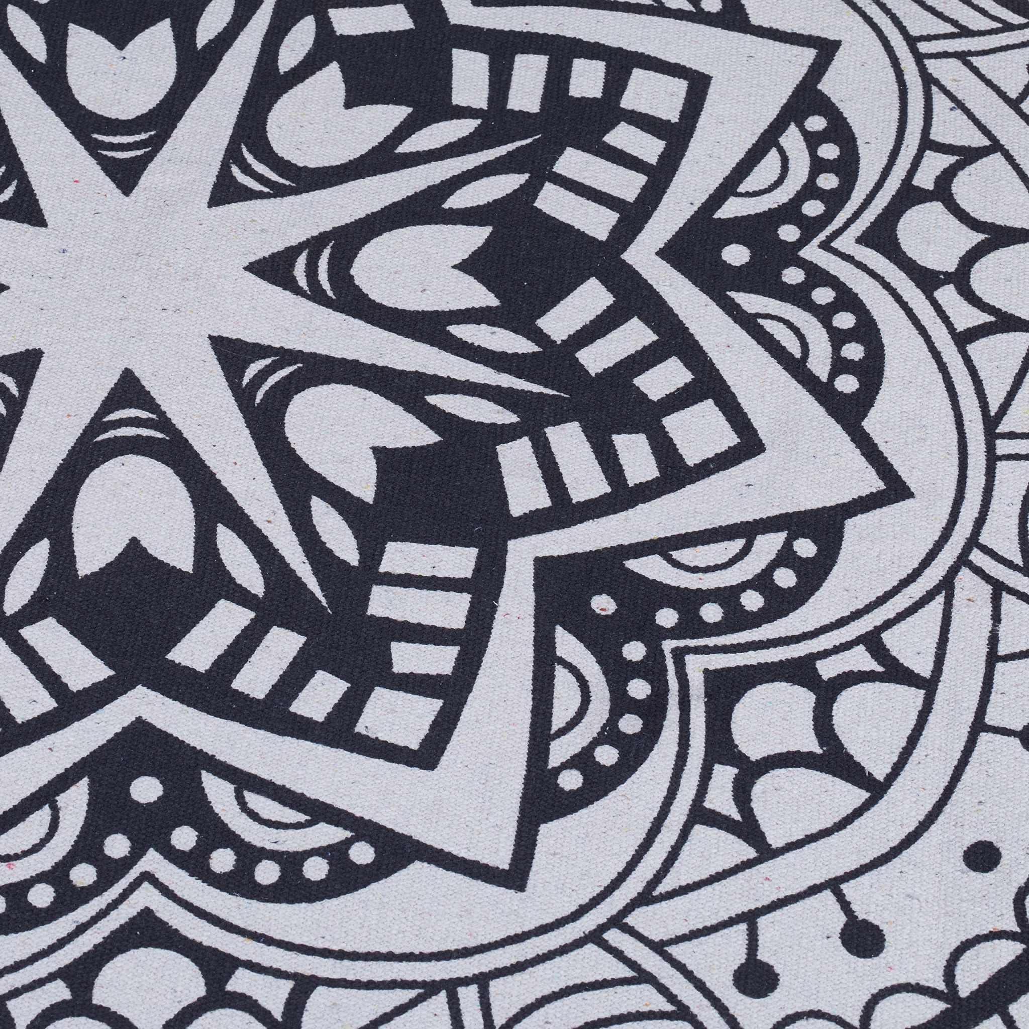 Runder Teppich Mandala-Design Creme-Schwarz von guteszeug.ch