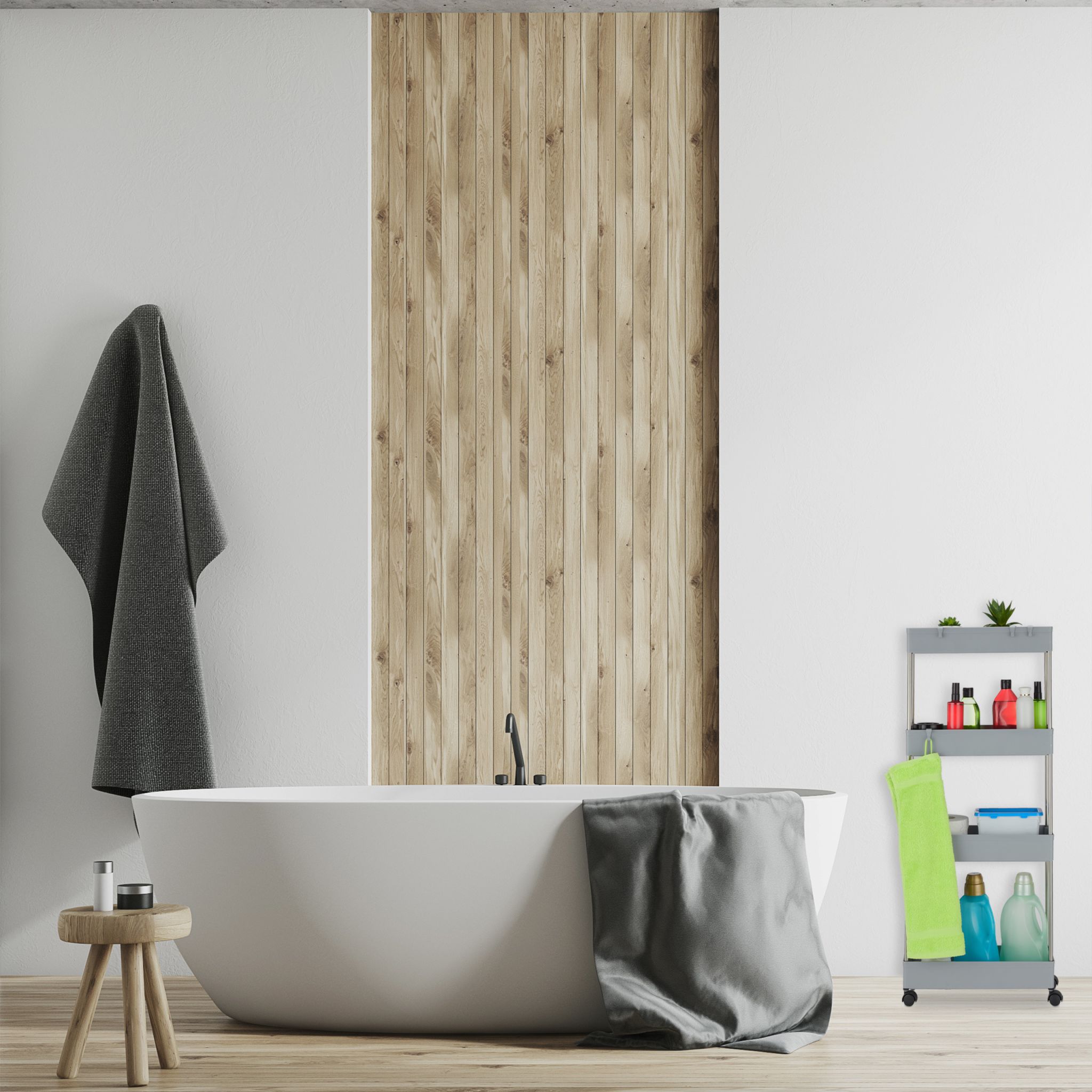 Nischenwagen mit 4 Ebenen Schwarz-Silber-Grau von Relaxdays