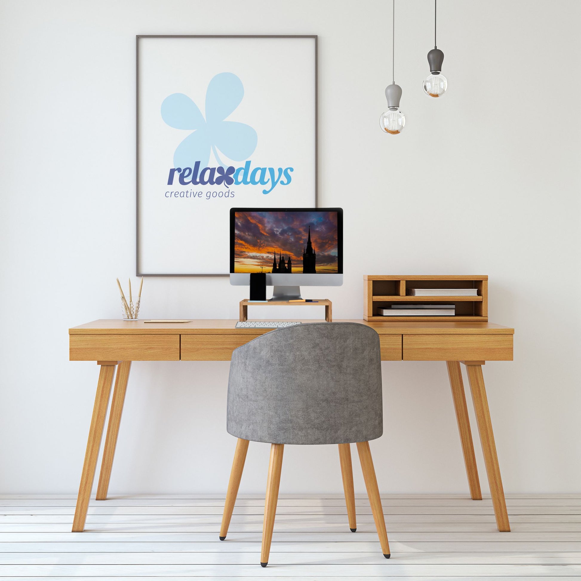 Monitorständer Bambus Hellbraun von Relaxdays