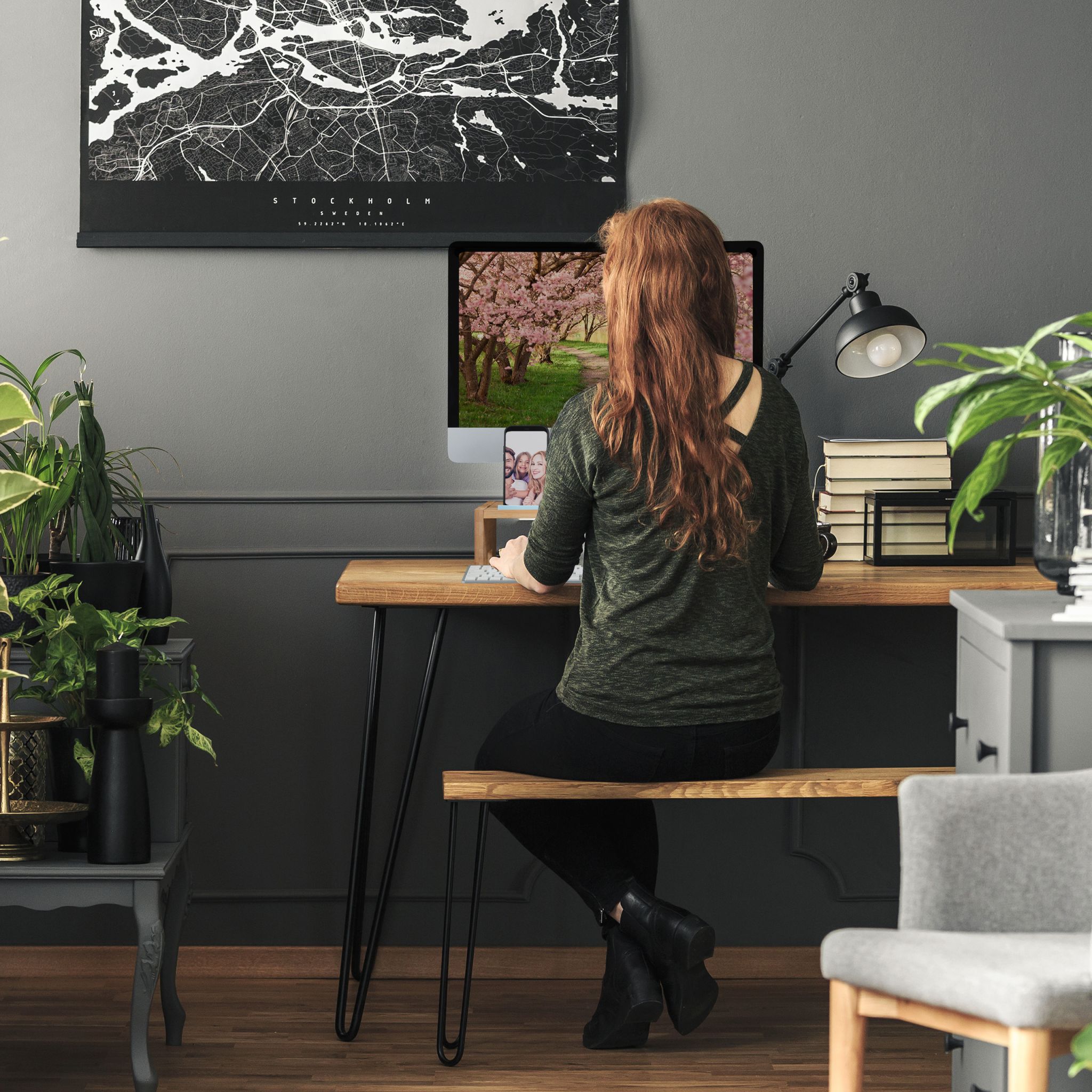 Monitorständer Bambus Hellbraun von Relaxdays