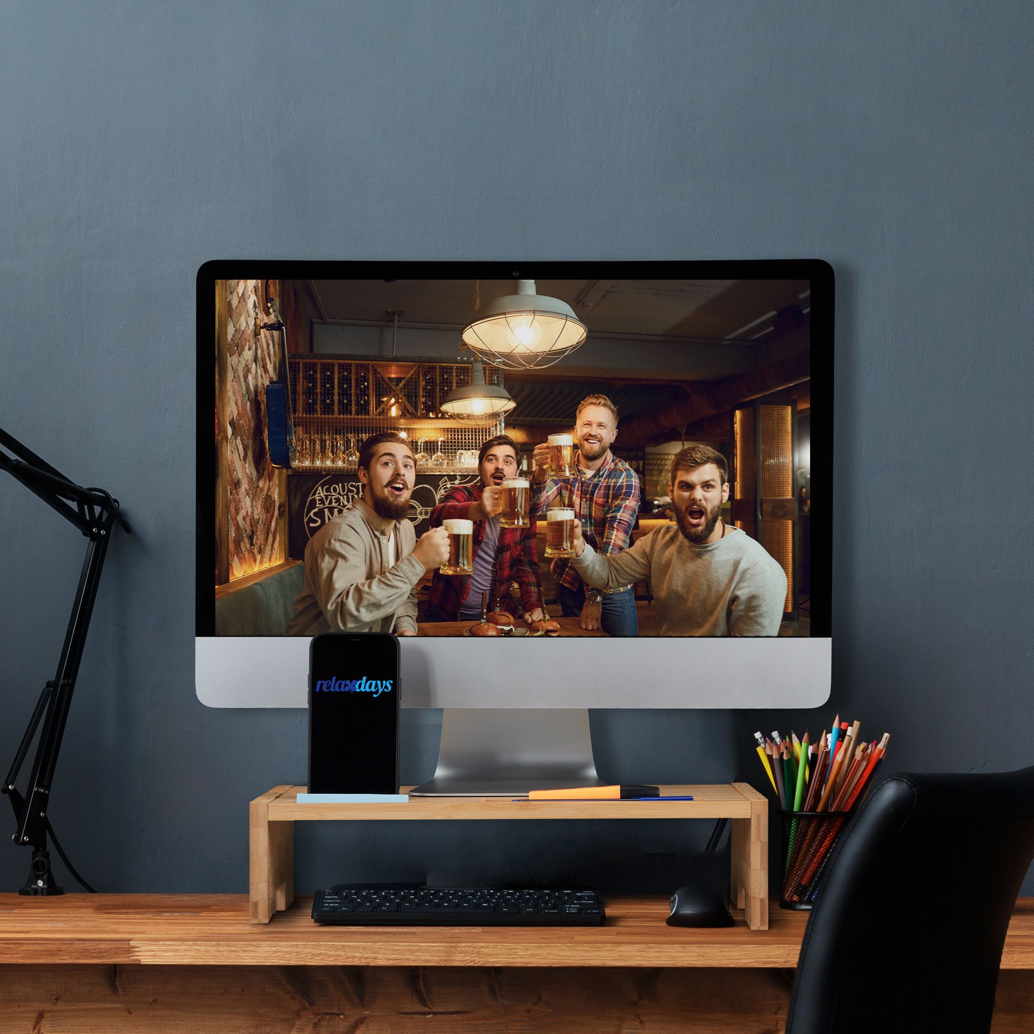 Monitorständer Bambus Hellbraun von Relaxdays
